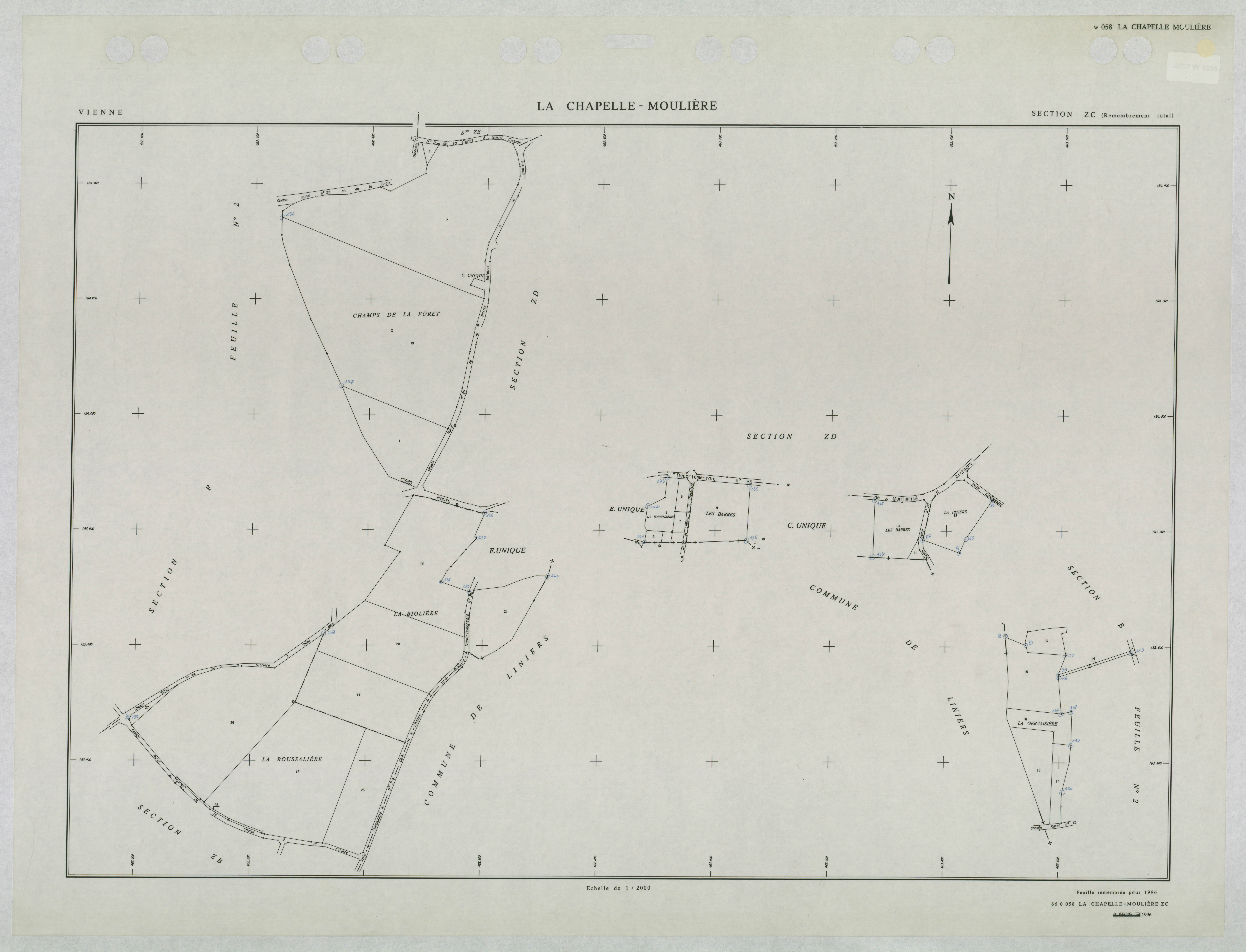 La Chapelle-Moulière - FRAD086_cadastre Plans remembrés 