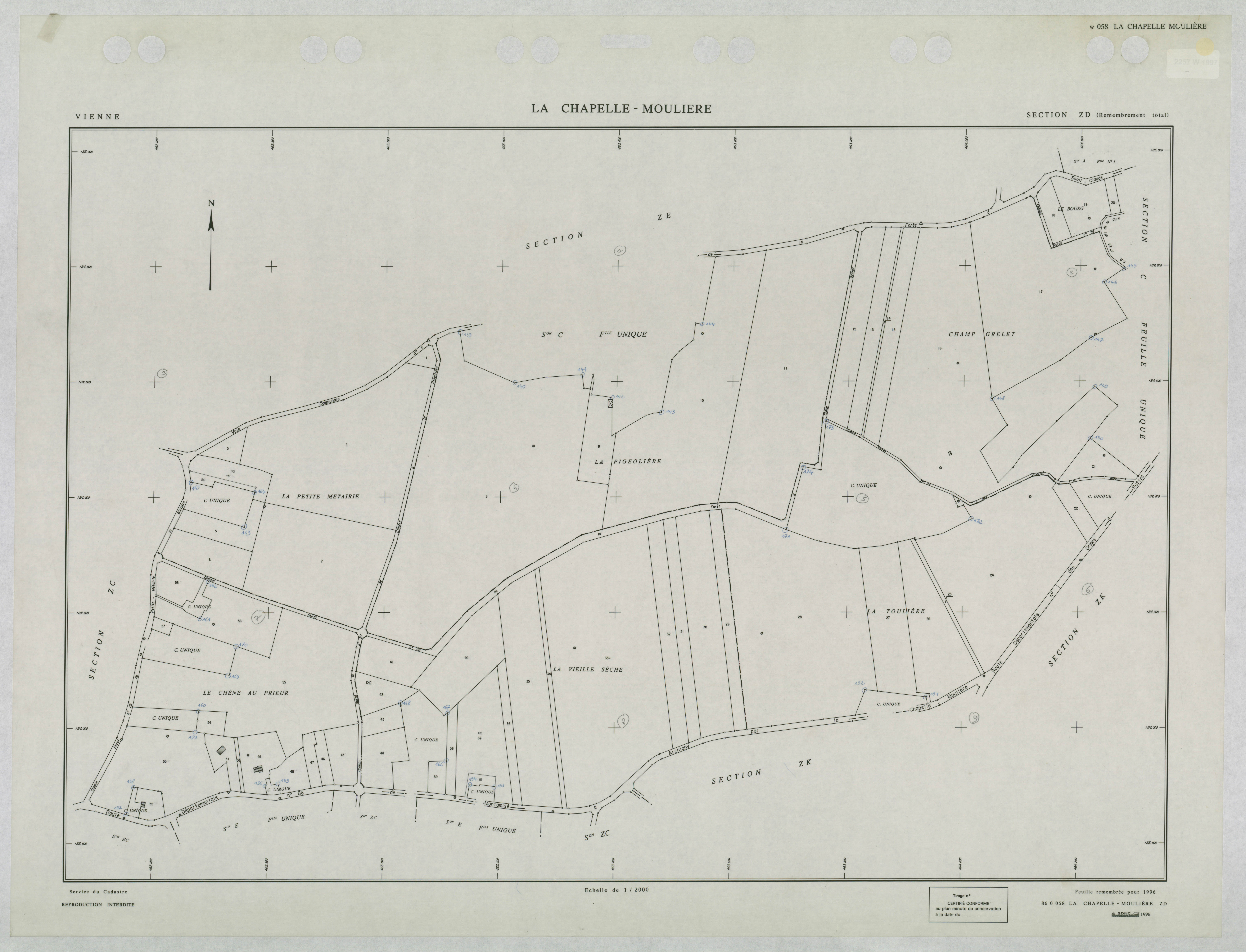 La Chapelle-Moulière - FRAD086_cadastre Plans remembrés 