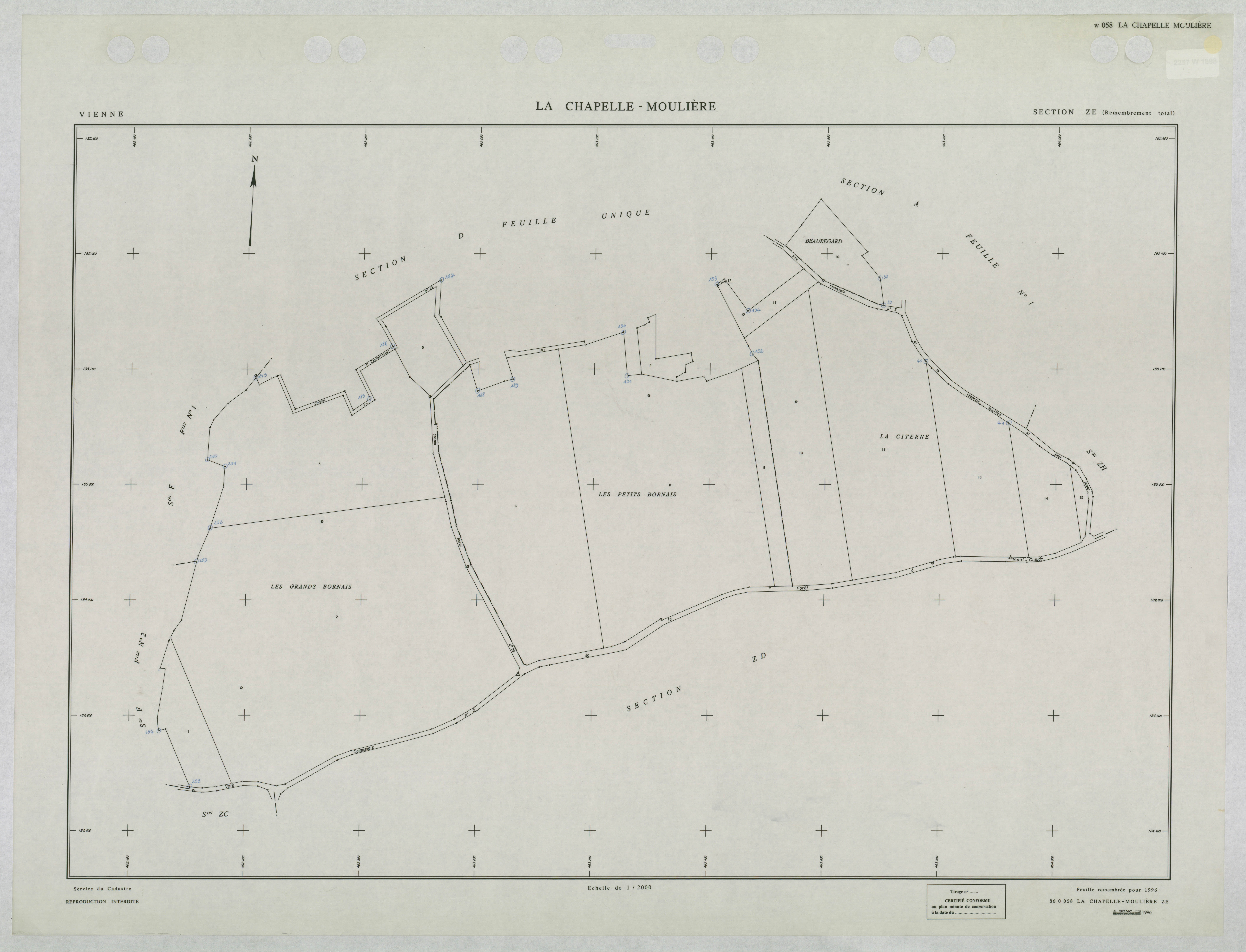 La Chapelle-Moulière - FRAD086_cadastre Plans remembrés 