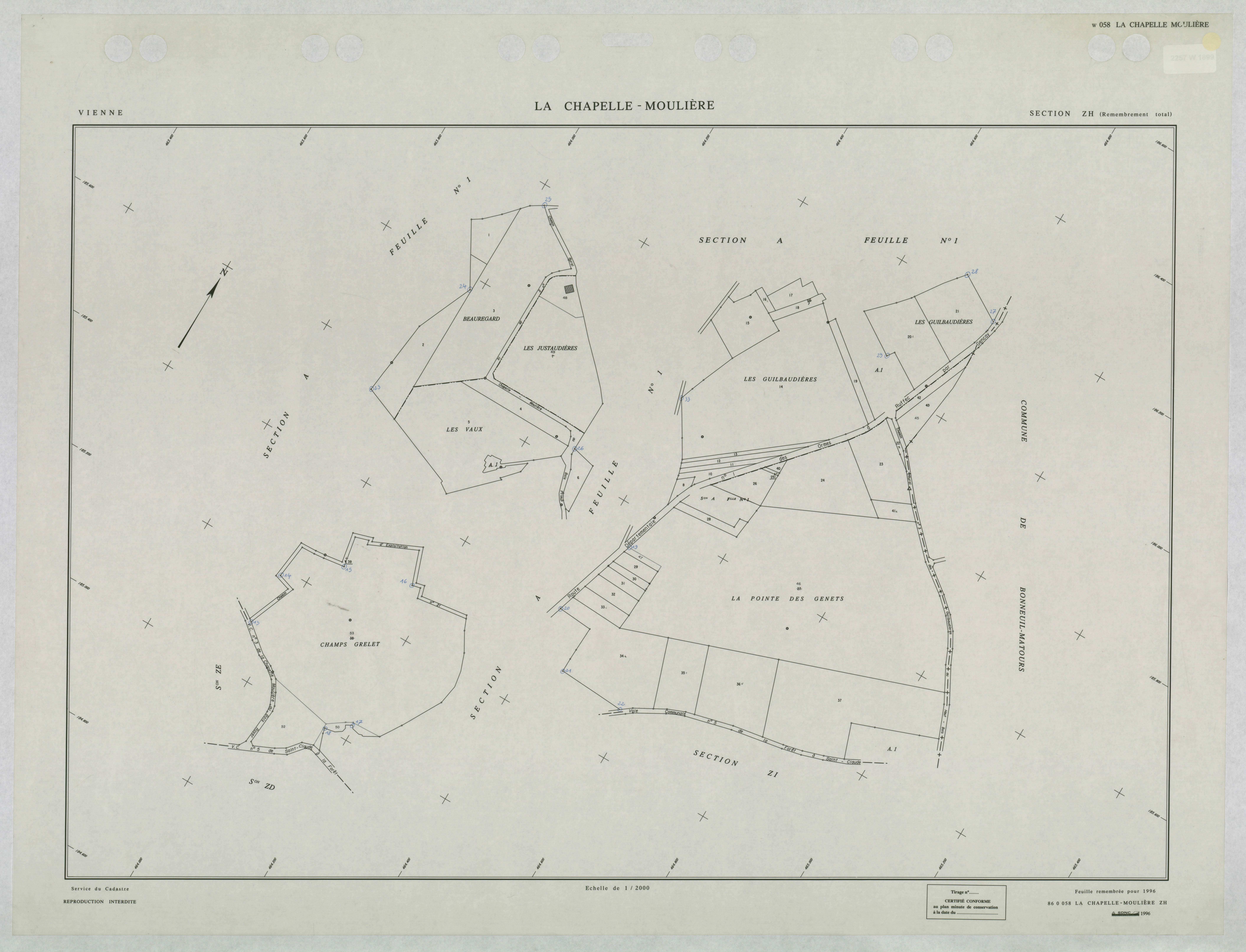 La Chapelle-Moulière - FRAD086_cadastre Plans remembrés 
