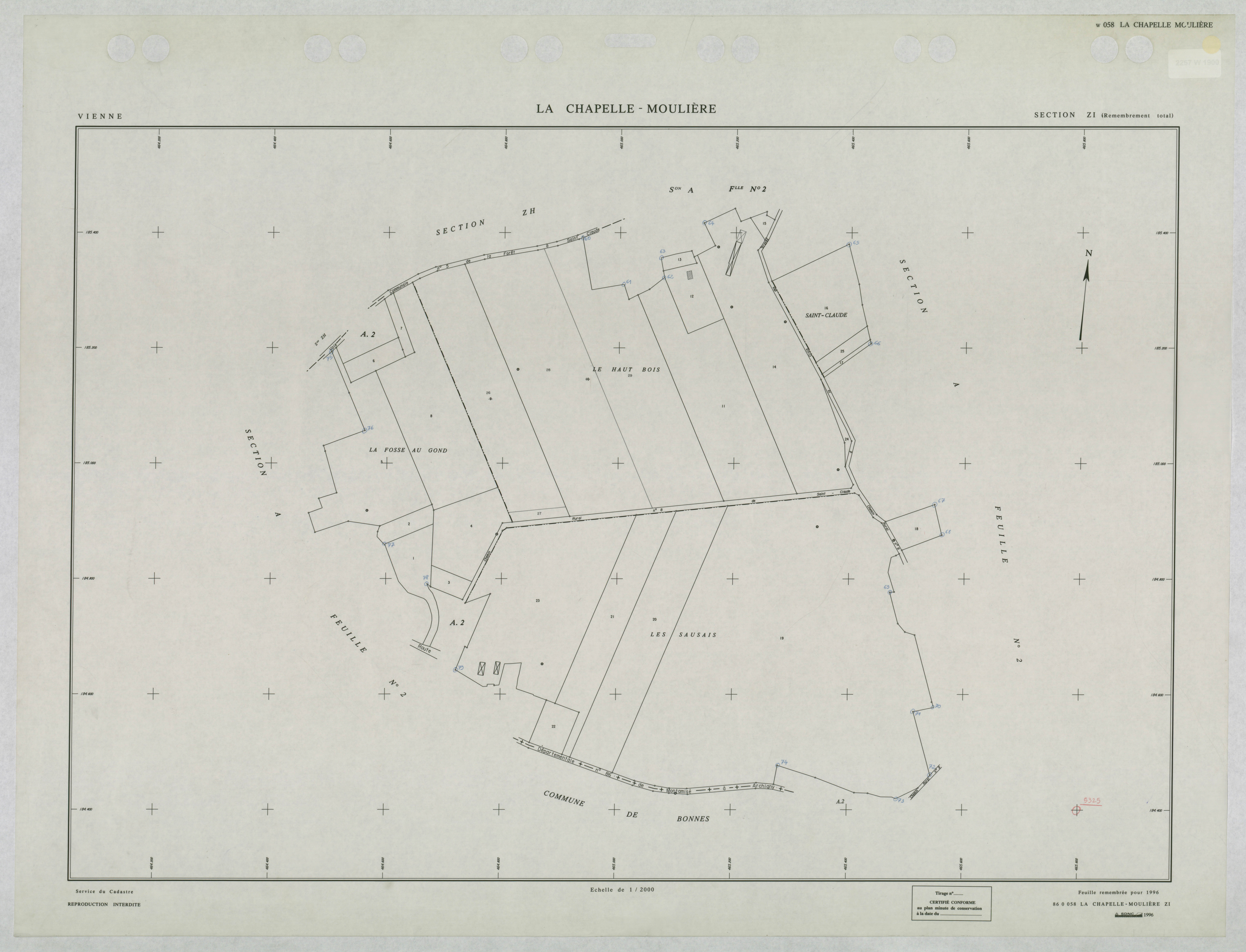 La Chapelle-Moulière - FRAD086_cadastre Plans remembrés 