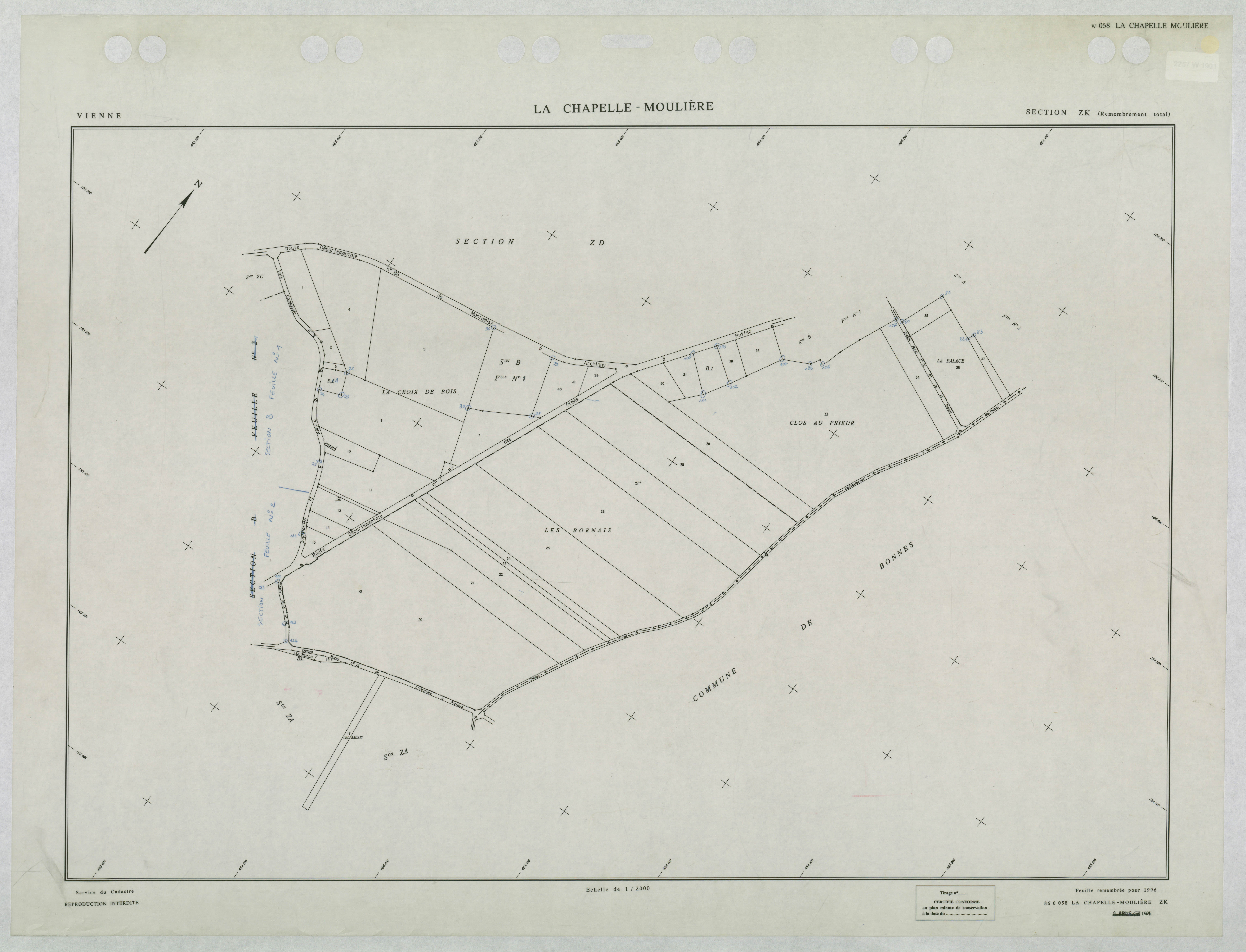 La Chapelle-Moulière - FRAD086_cadastre Plans remembrés 