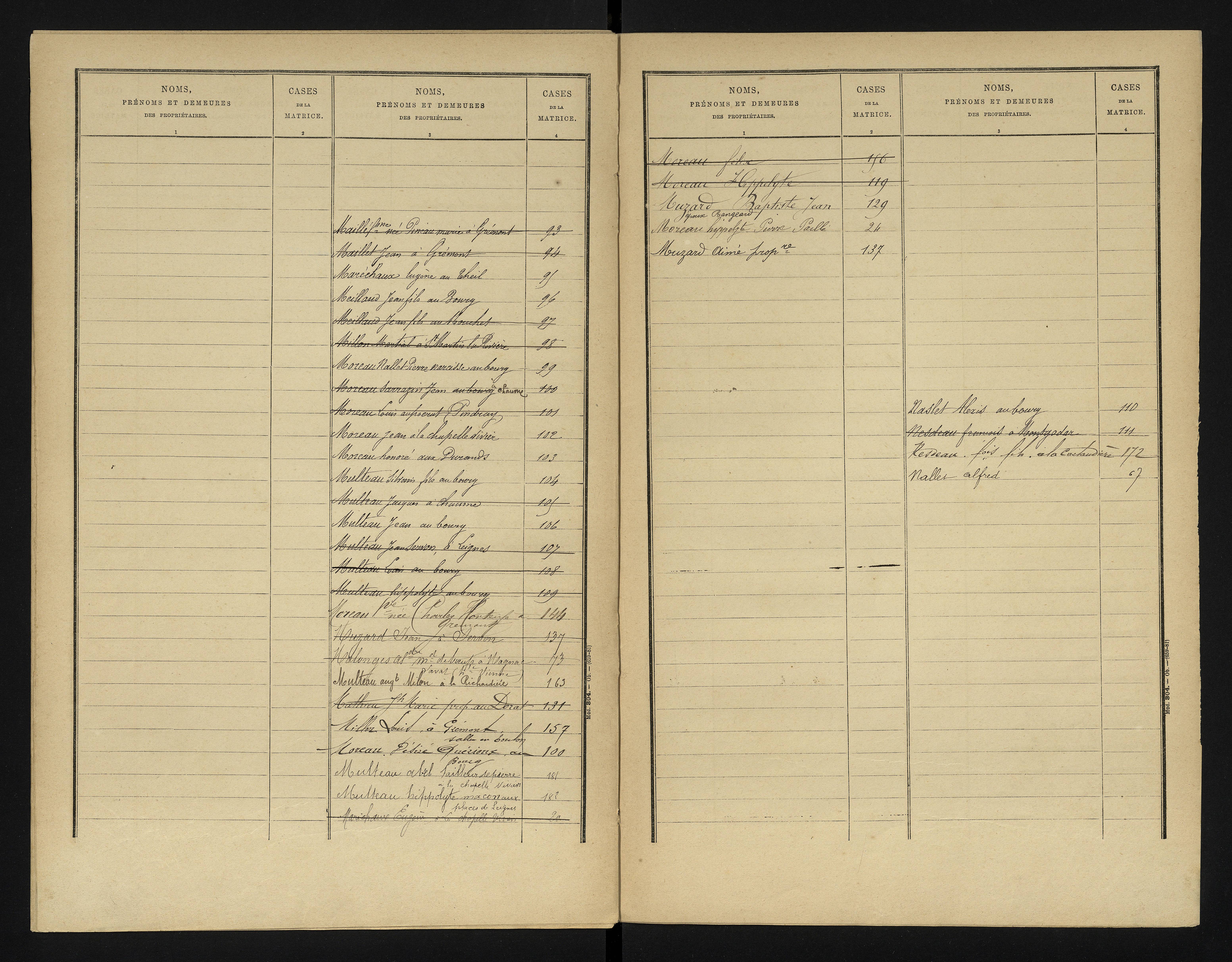 Chapelle-Viviers - FRAD086_cadastre Cases 1-184 