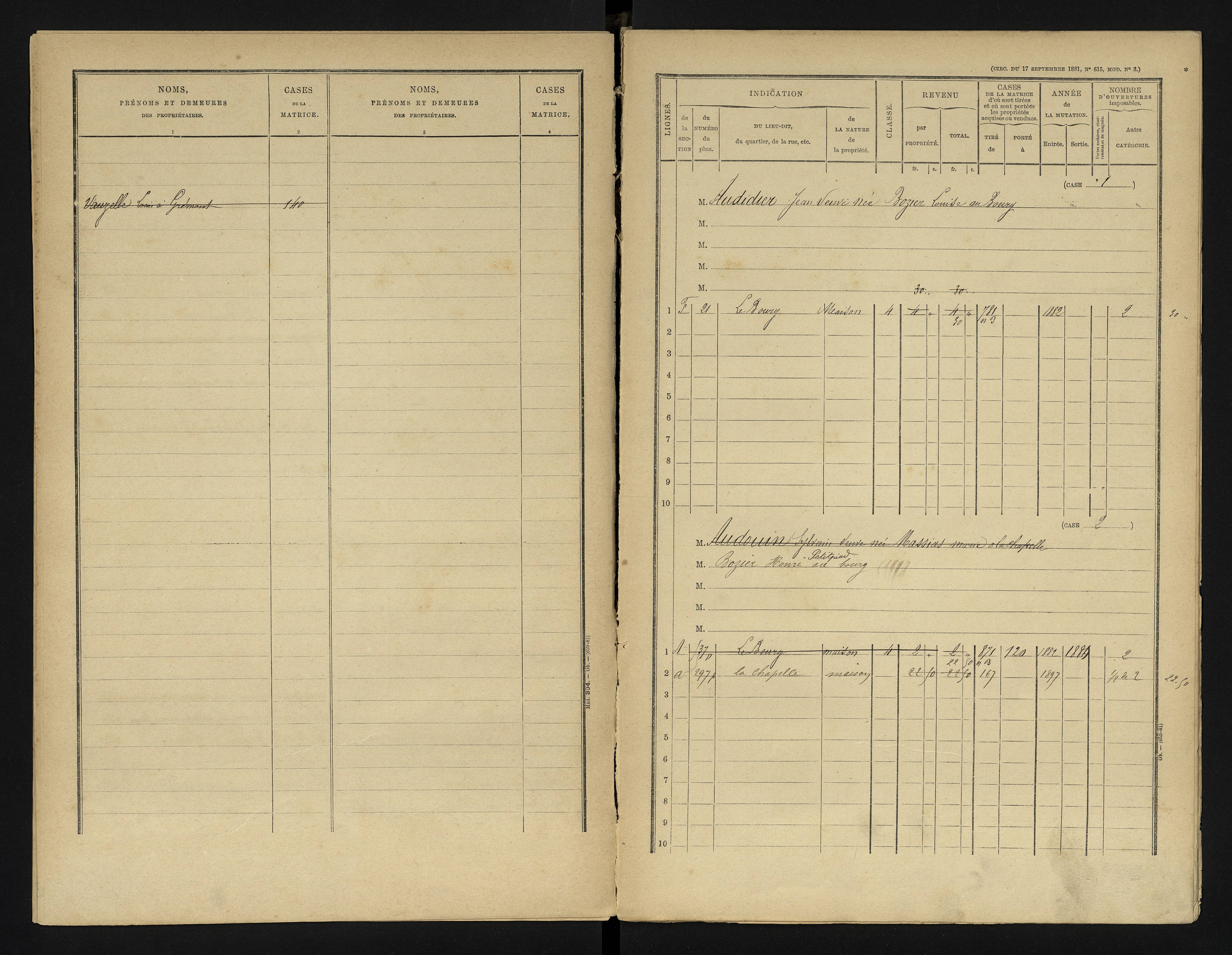 Chapelle-Viviers - FRAD086_cadastre Cases 1-184 