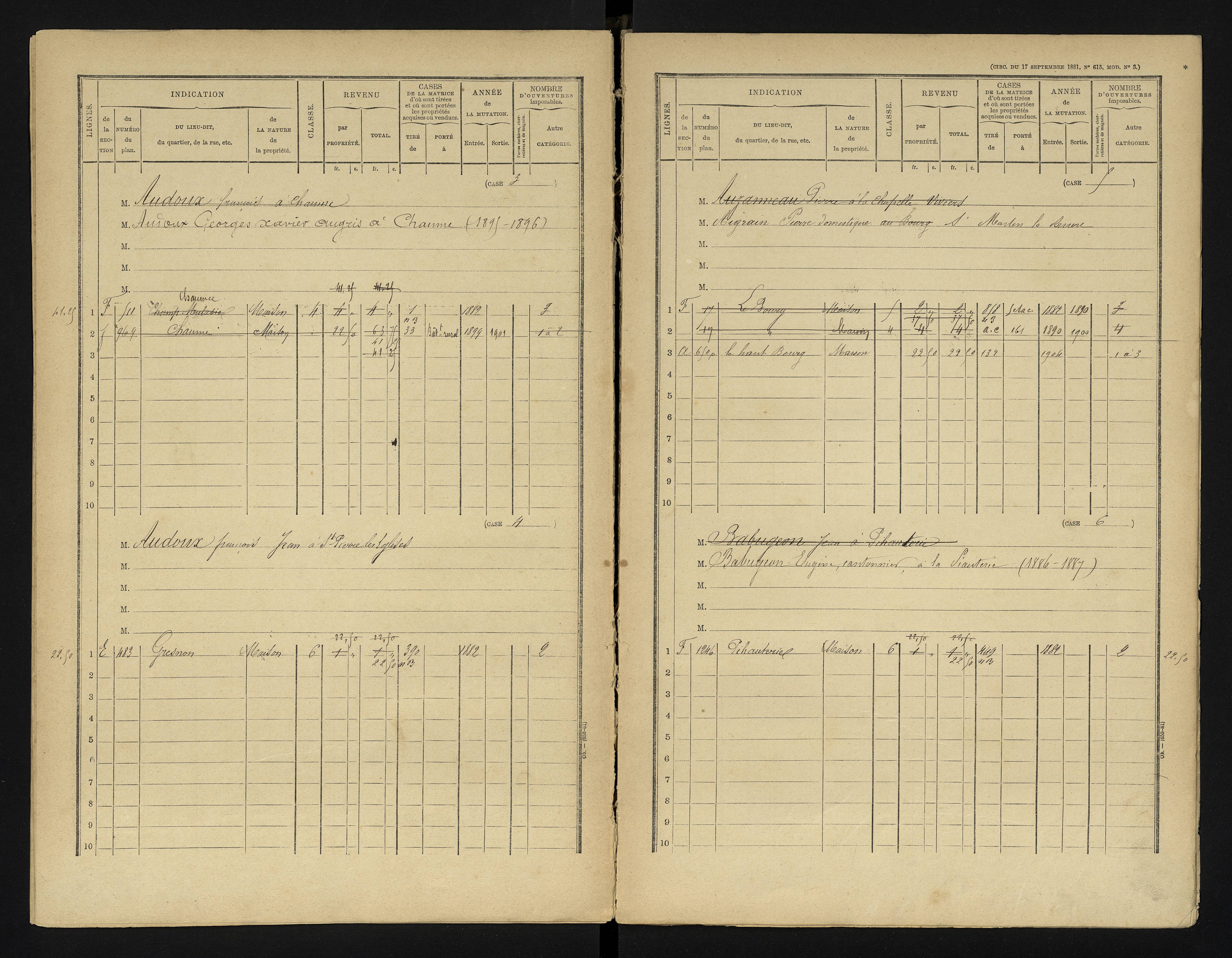 Chapelle-Viviers - FRAD086_cadastre Cases 1-184 