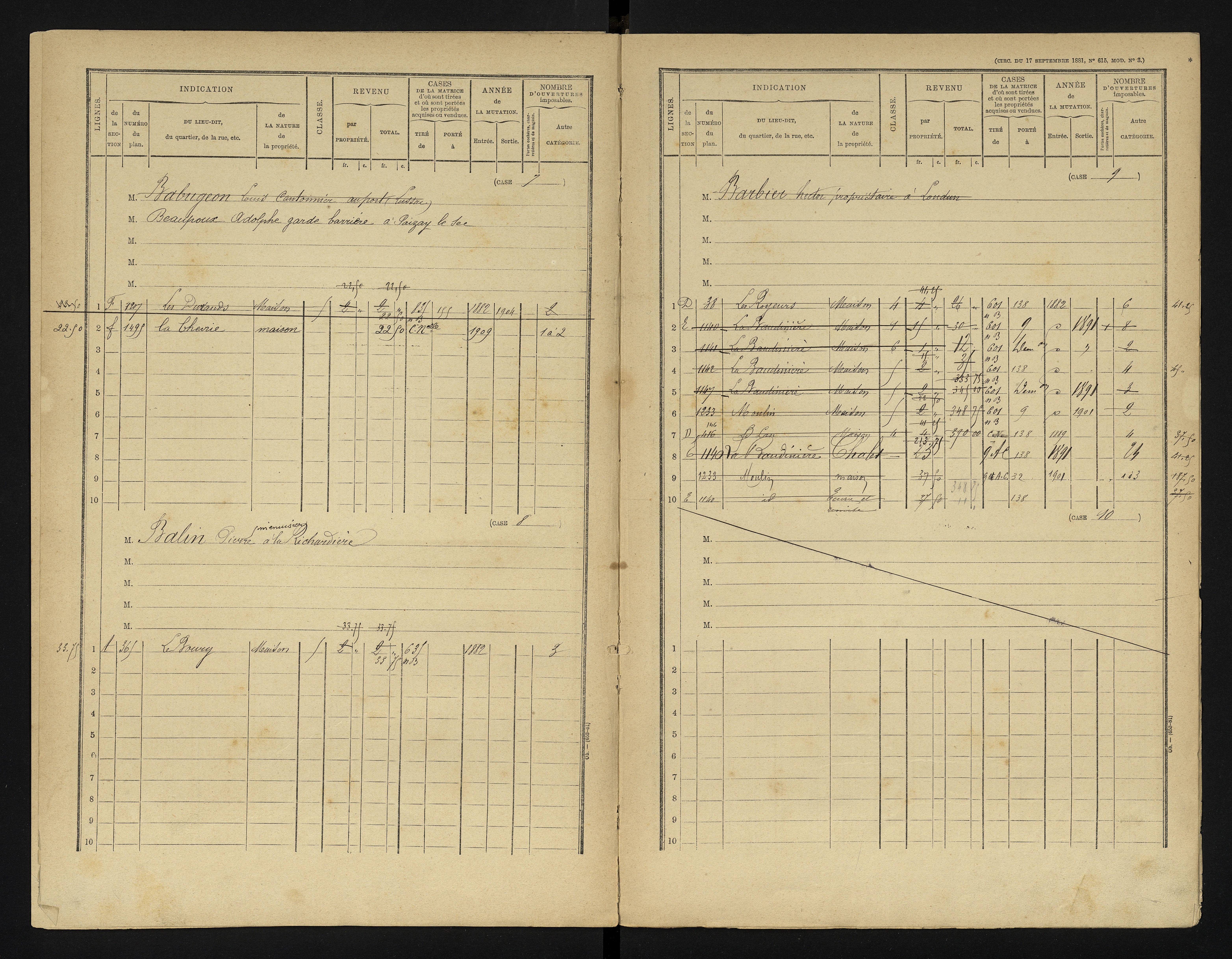Chapelle-Viviers - FRAD086_cadastre Cases 1-184 