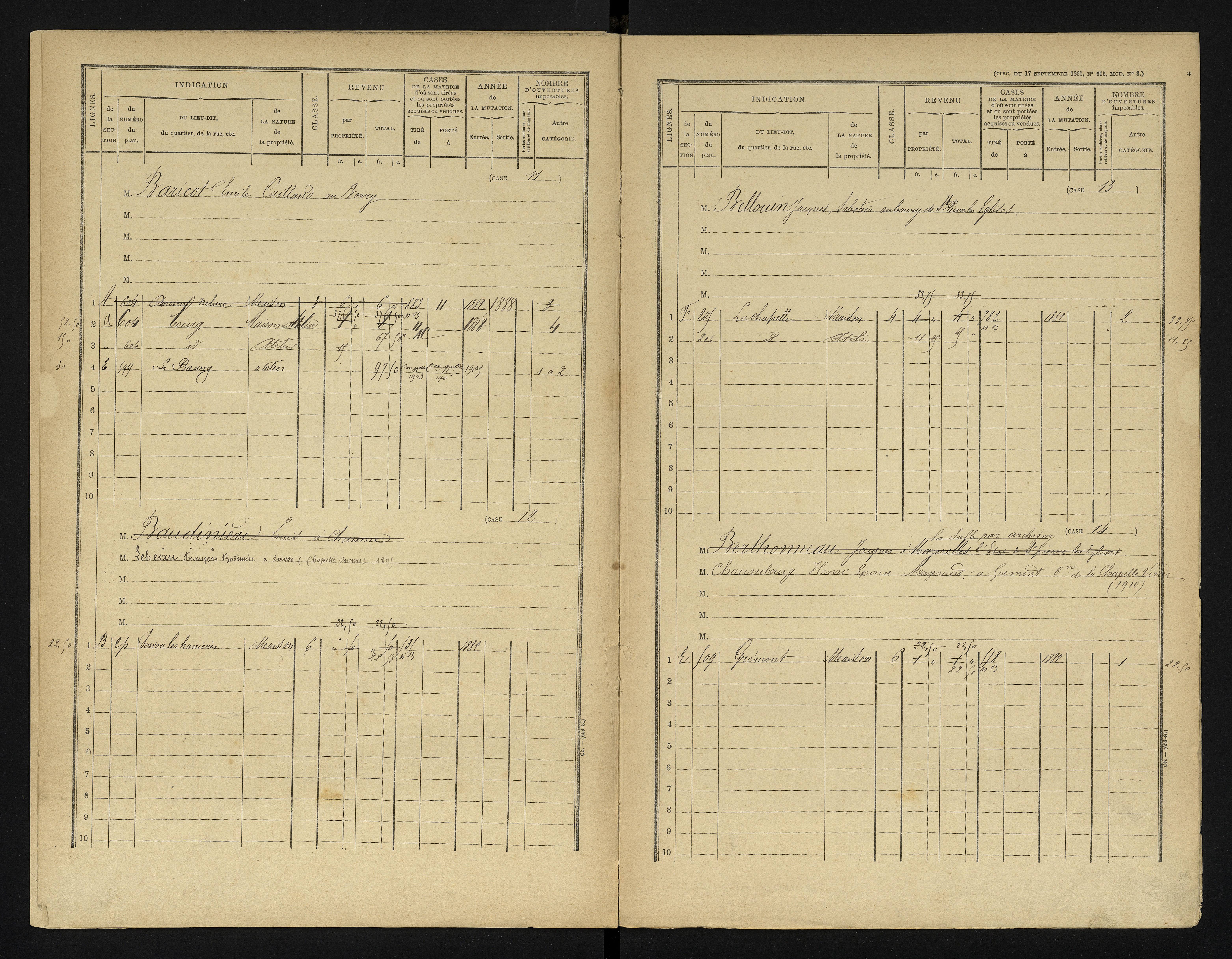 Chapelle-Viviers - FRAD086_cadastre Cases 1-184 