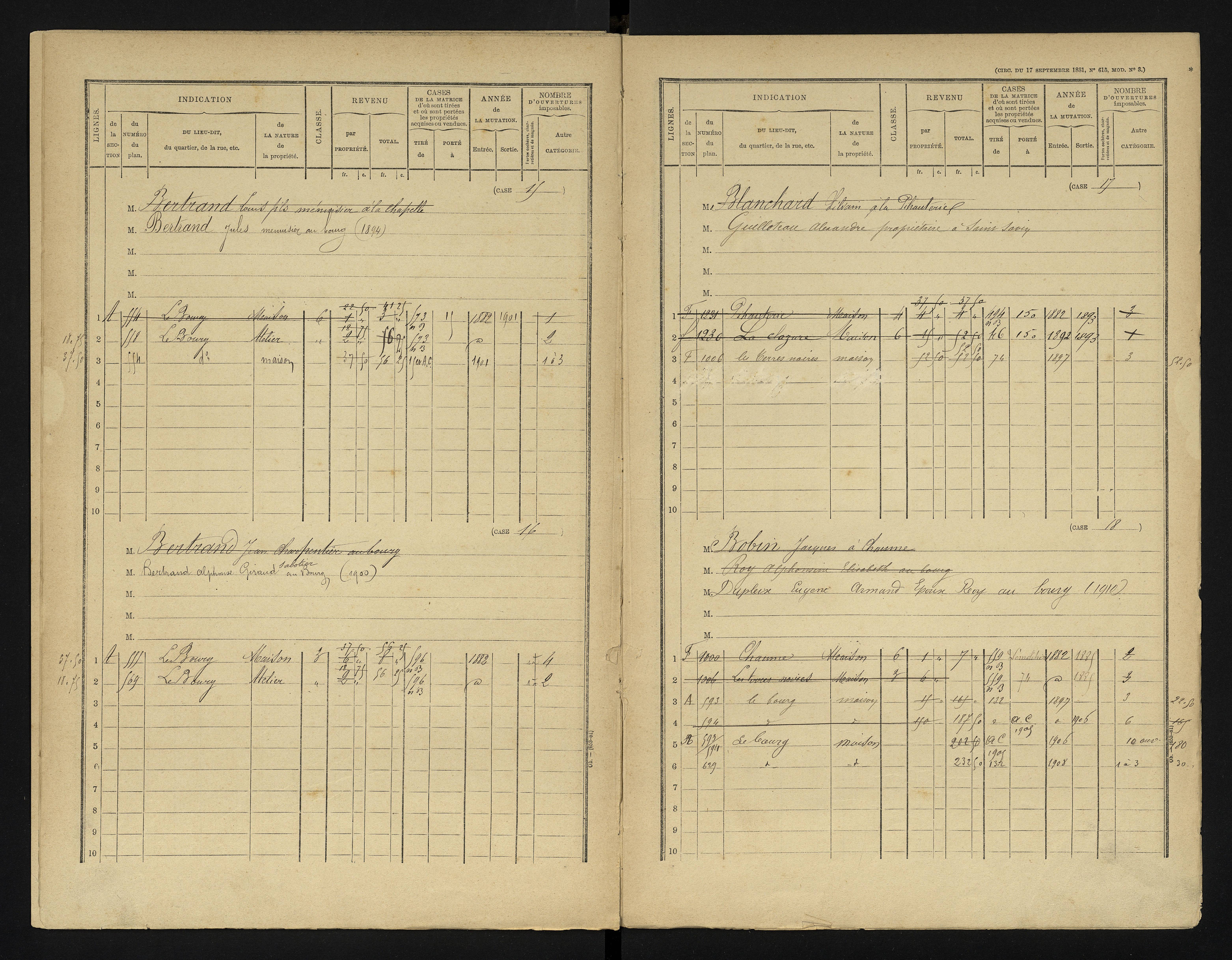 Chapelle-Viviers - FRAD086_cadastre Cases 1-184 