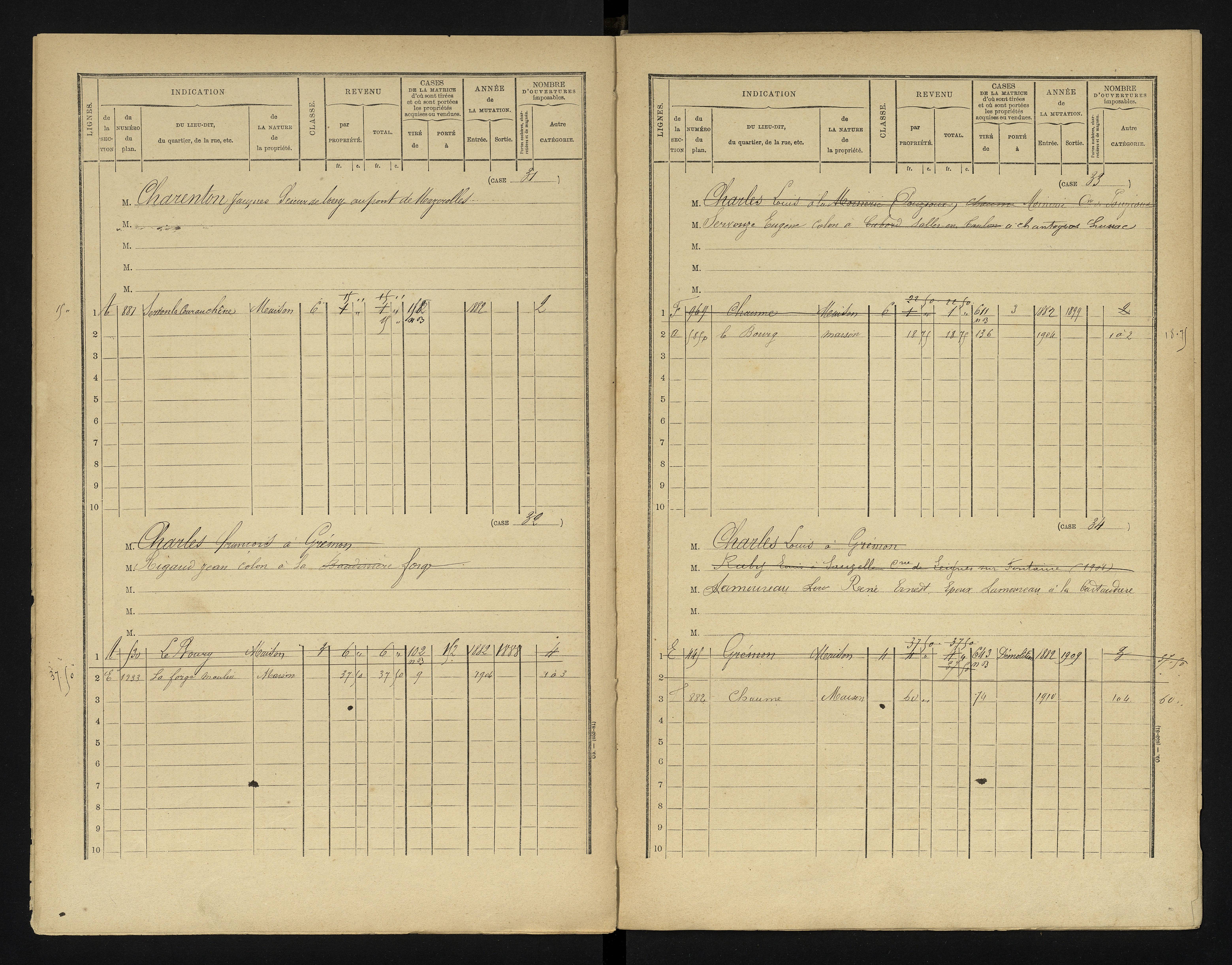 Chapelle-Viviers - FRAD086_cadastre Cases 1-184 