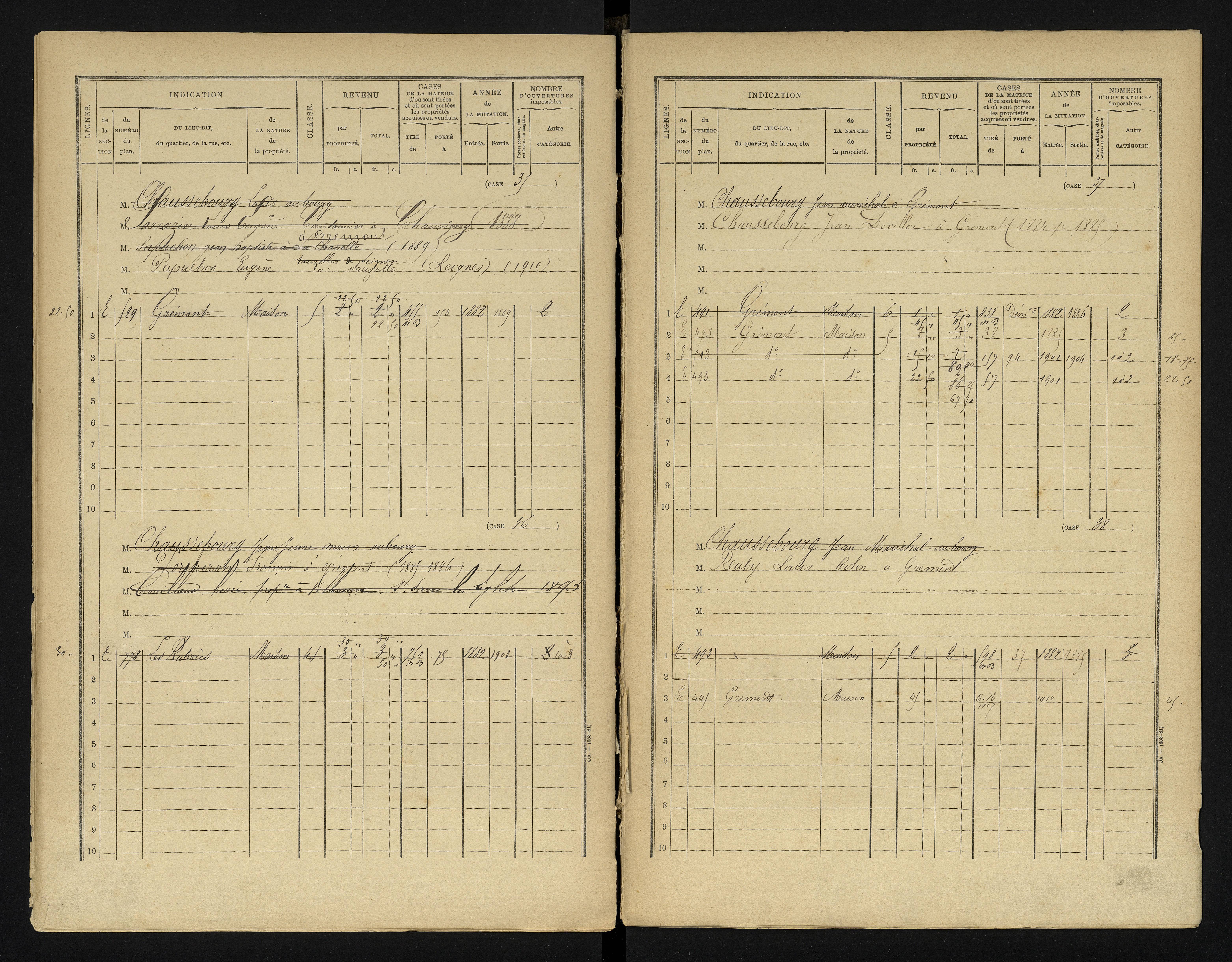 Chapelle-Viviers - FRAD086_cadastre Cases 1-184 
