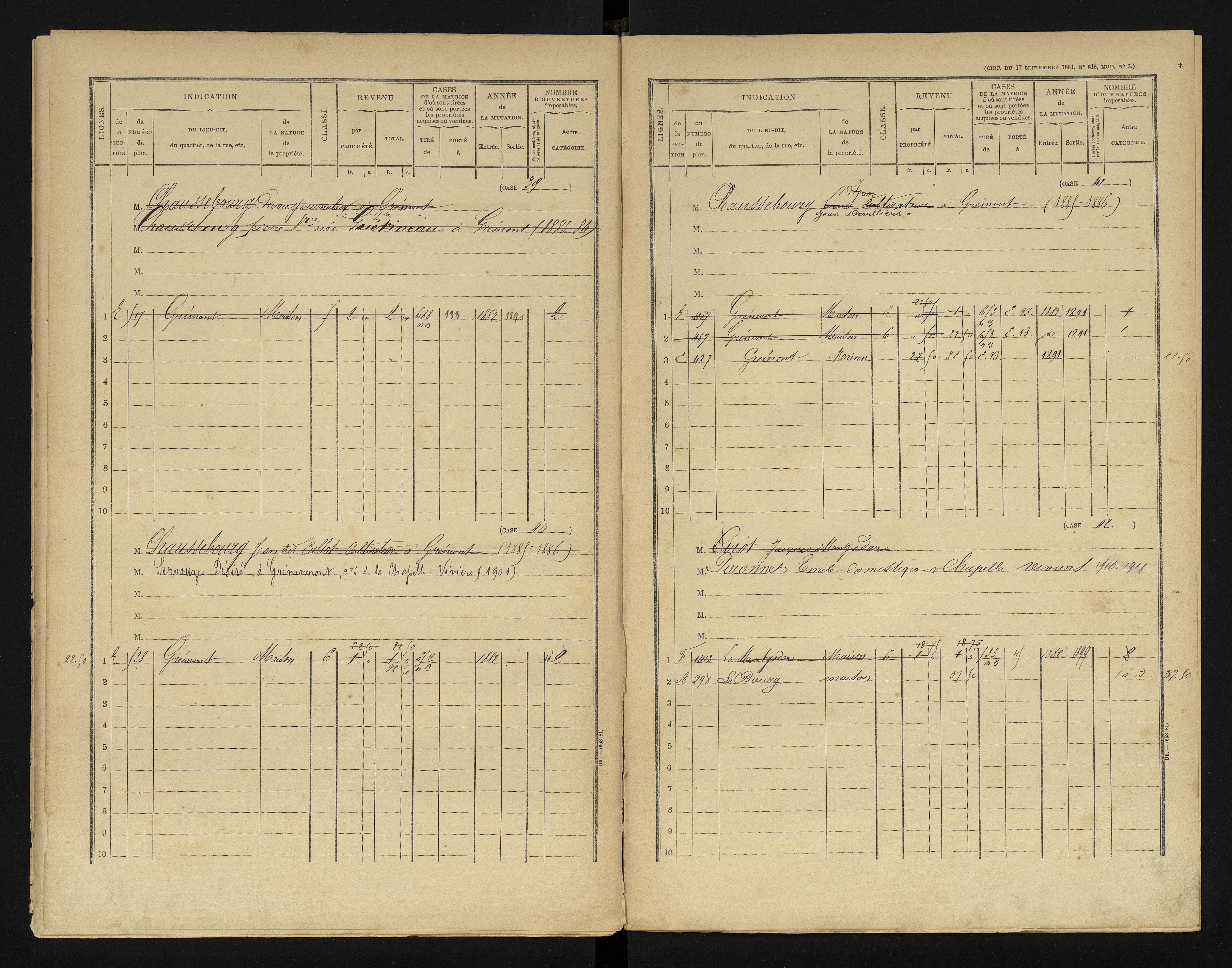 Chapelle-Viviers - FRAD086_cadastre Cases 1-184 