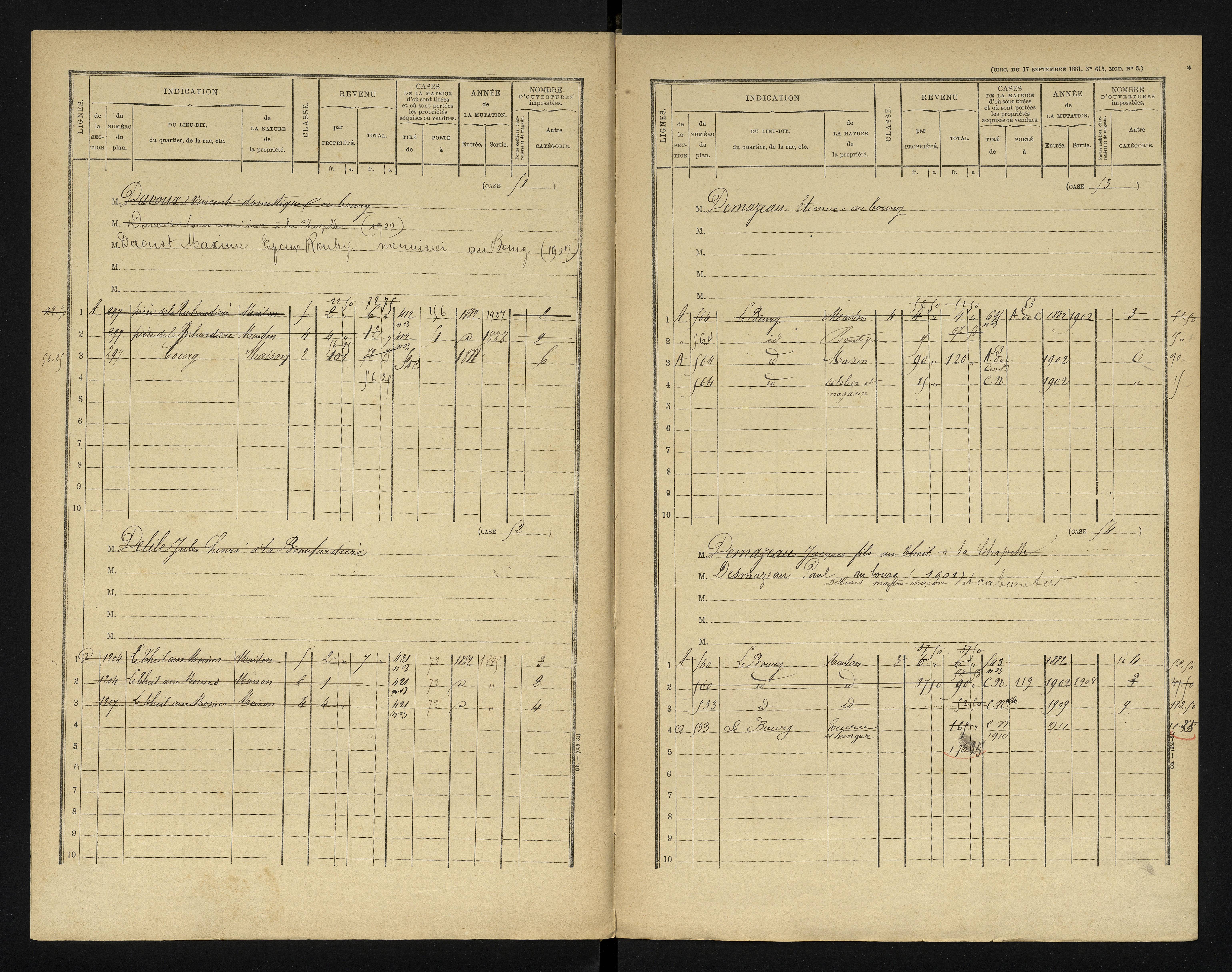 Chapelle-Viviers - FRAD086_cadastre Cases 1-184 