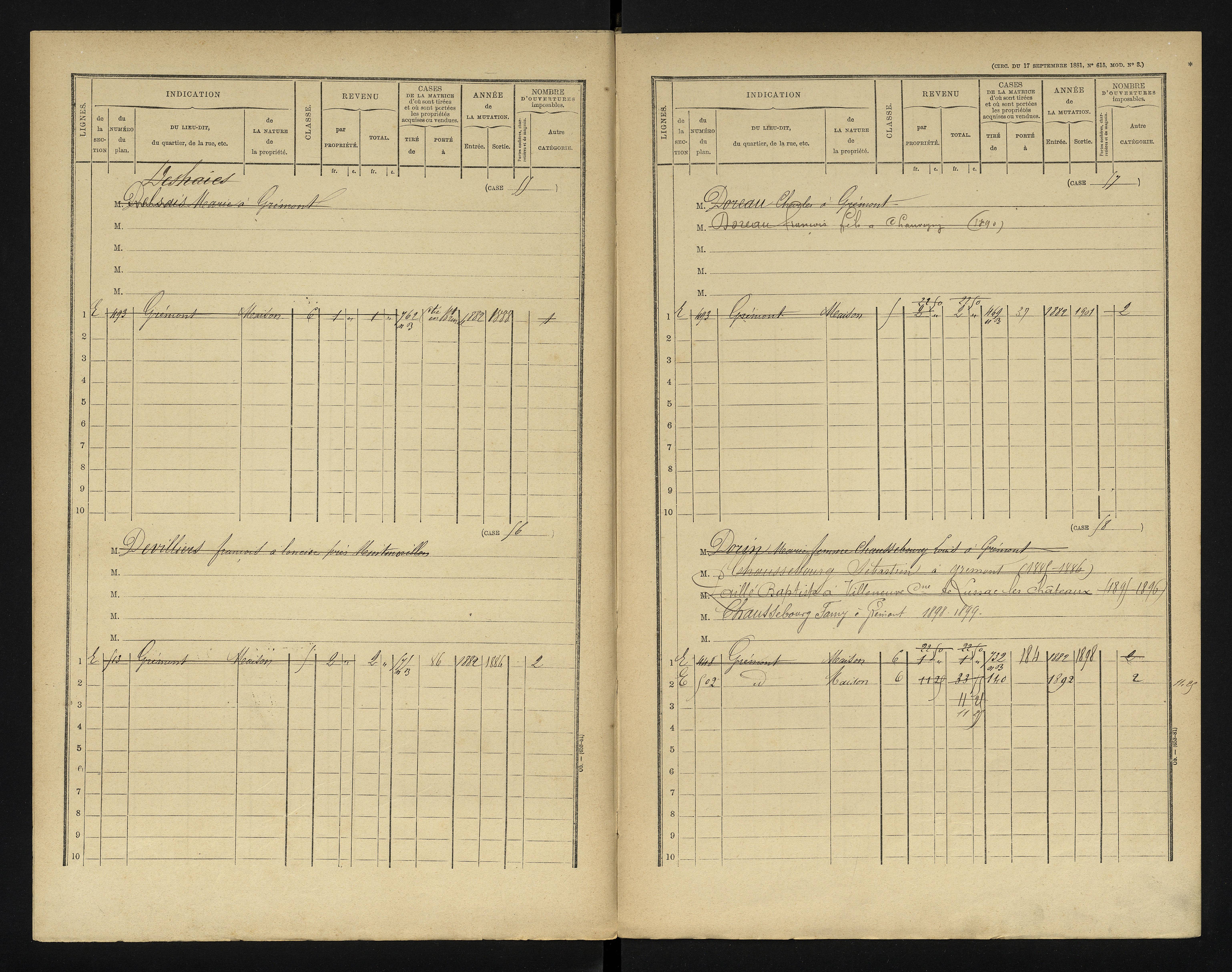 Chapelle-Viviers - FRAD086_cadastre Cases 1-184 