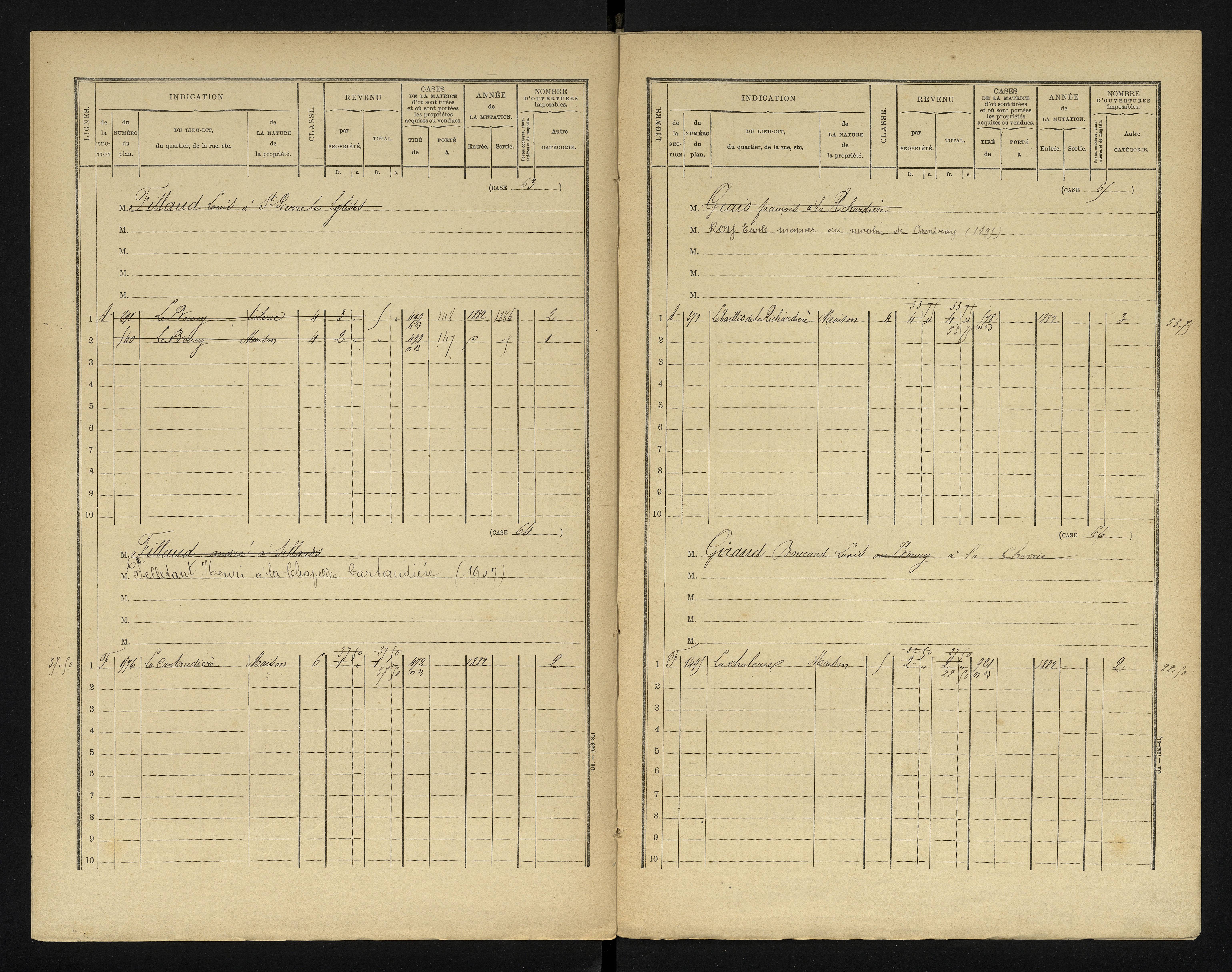 Chapelle-Viviers - FRAD086_cadastre Cases 1-184 