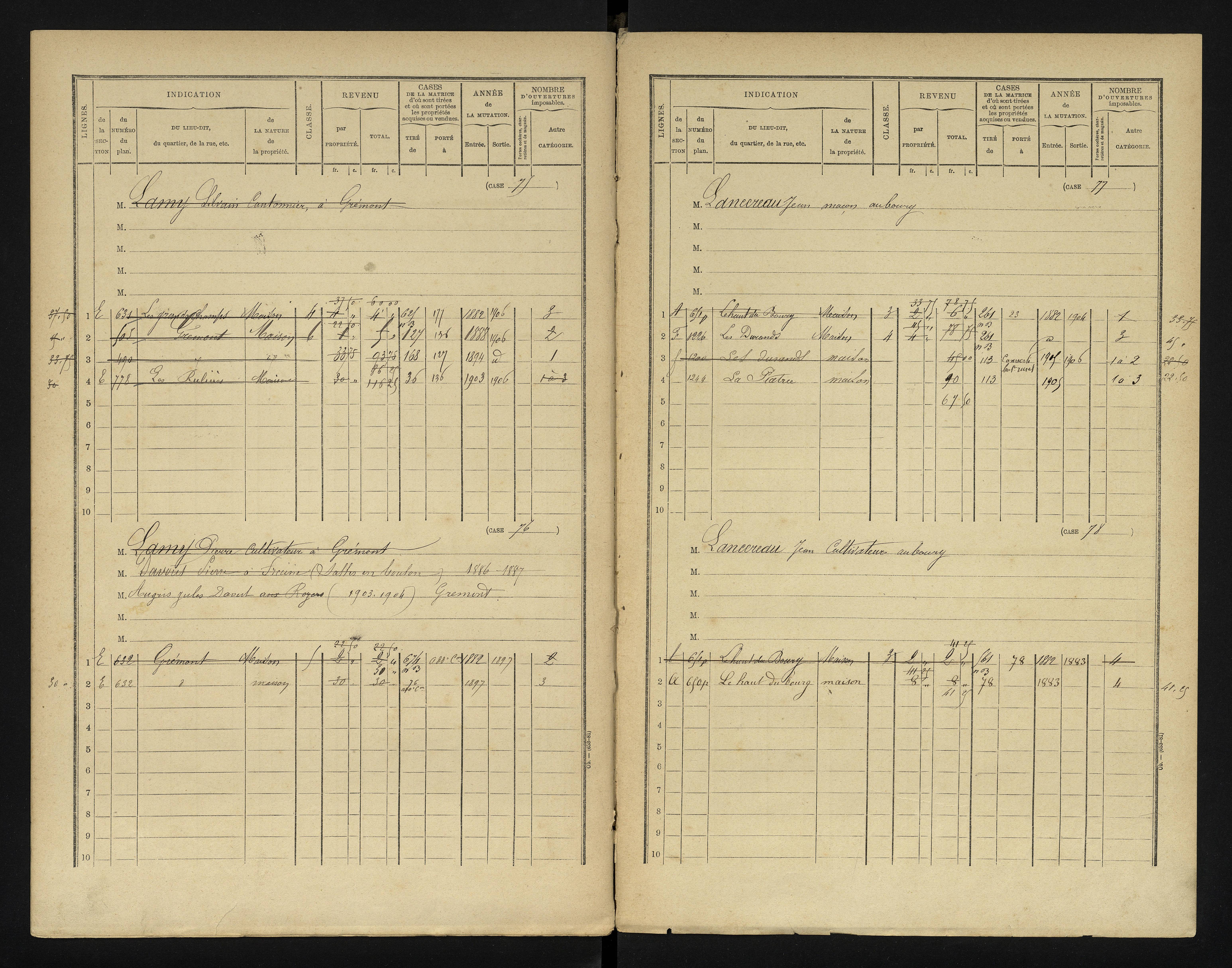 Chapelle-Viviers - FRAD086_cadastre Cases 1-184 