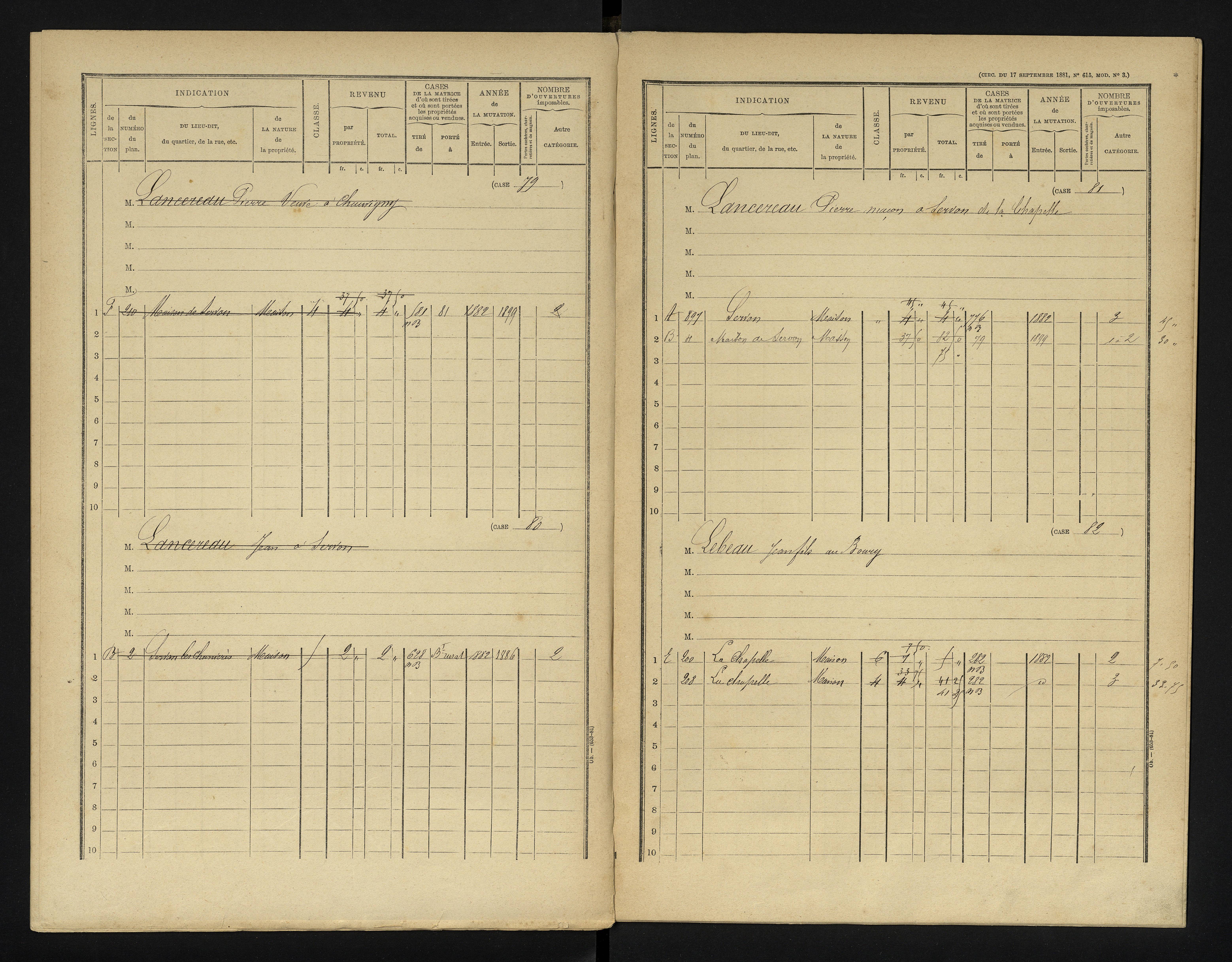 Chapelle-Viviers - FRAD086_cadastre Cases 1-184 