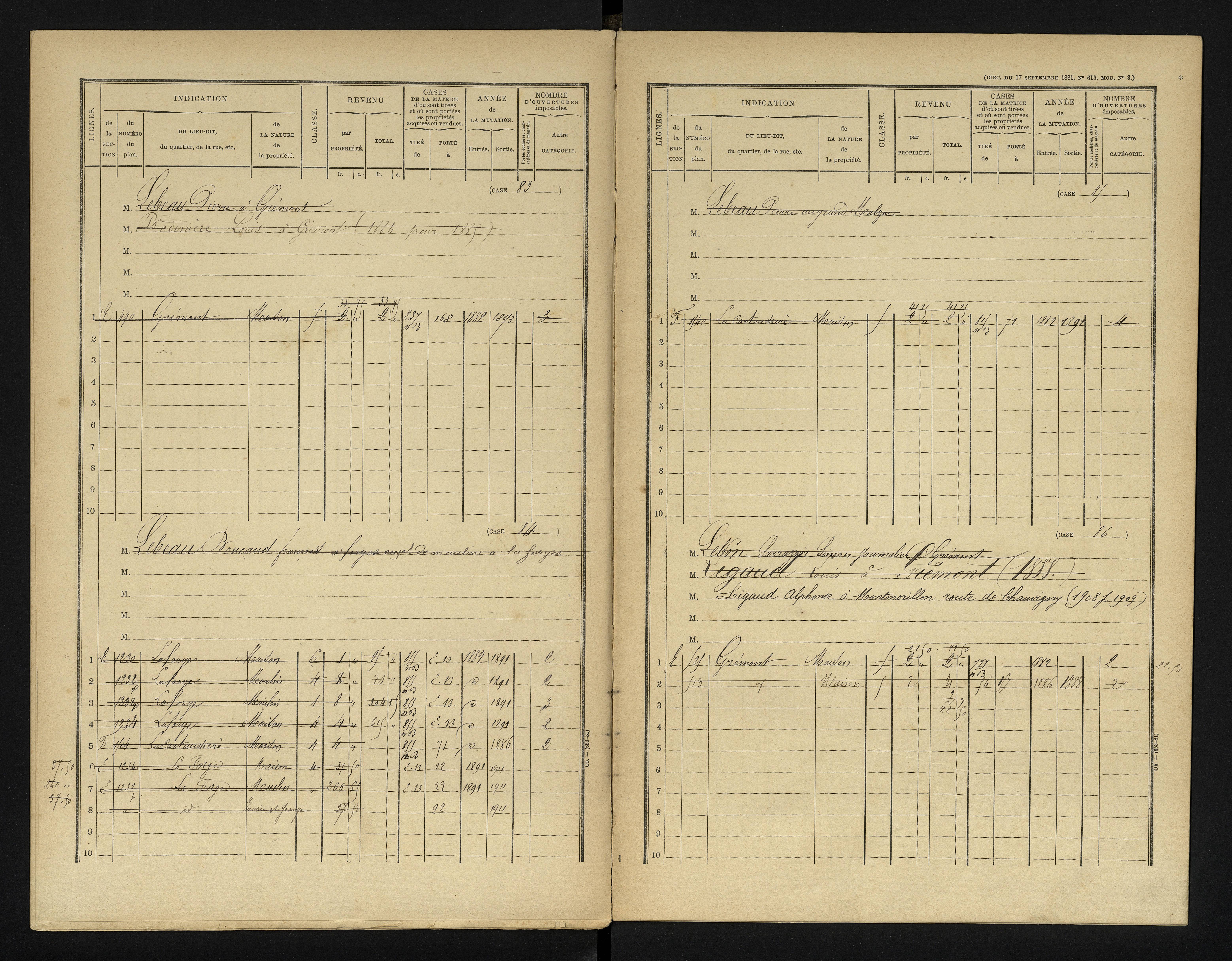 Chapelle-Viviers - FRAD086_cadastre Cases 1-184 