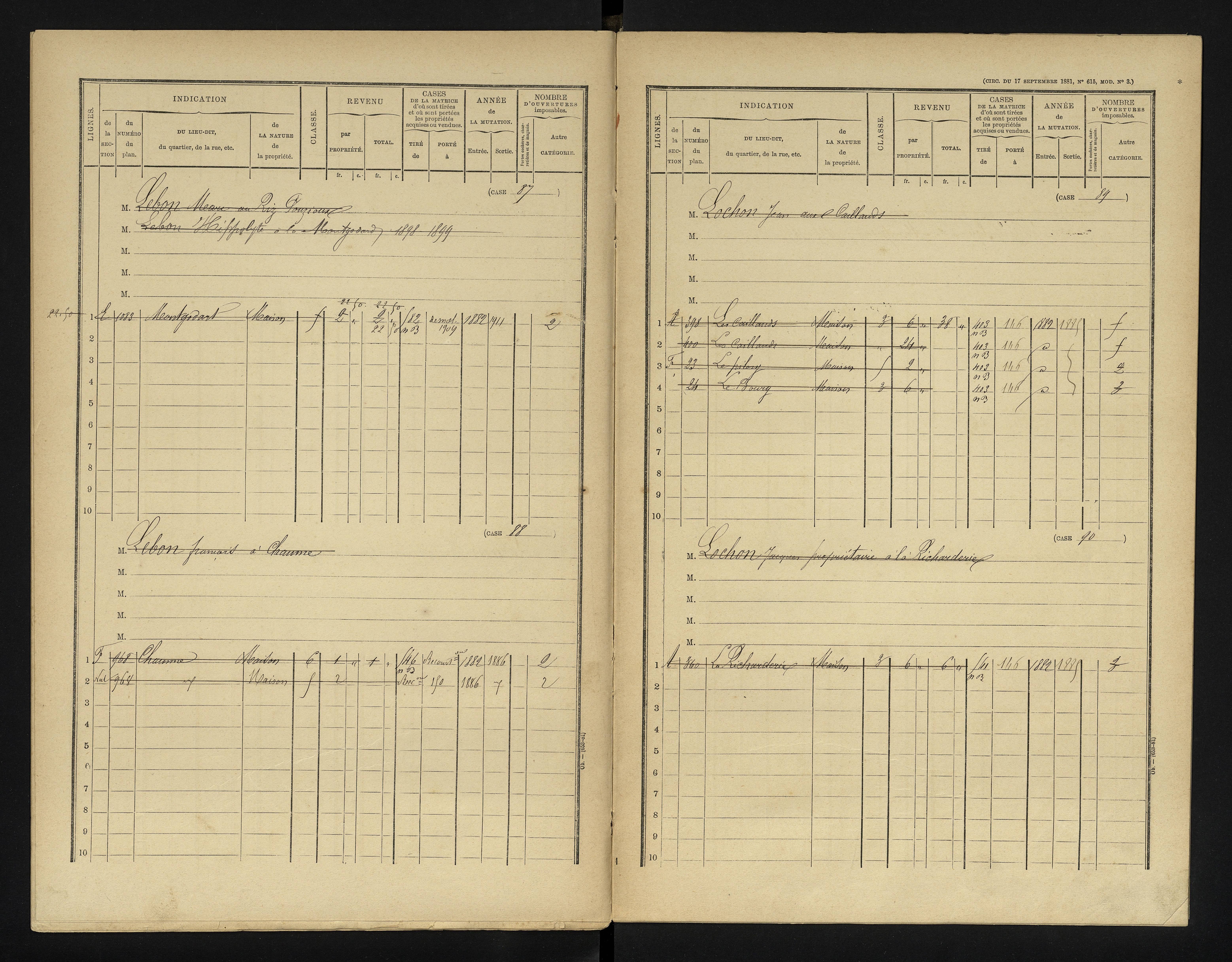 Chapelle-Viviers - FRAD086_cadastre Cases 1-184 