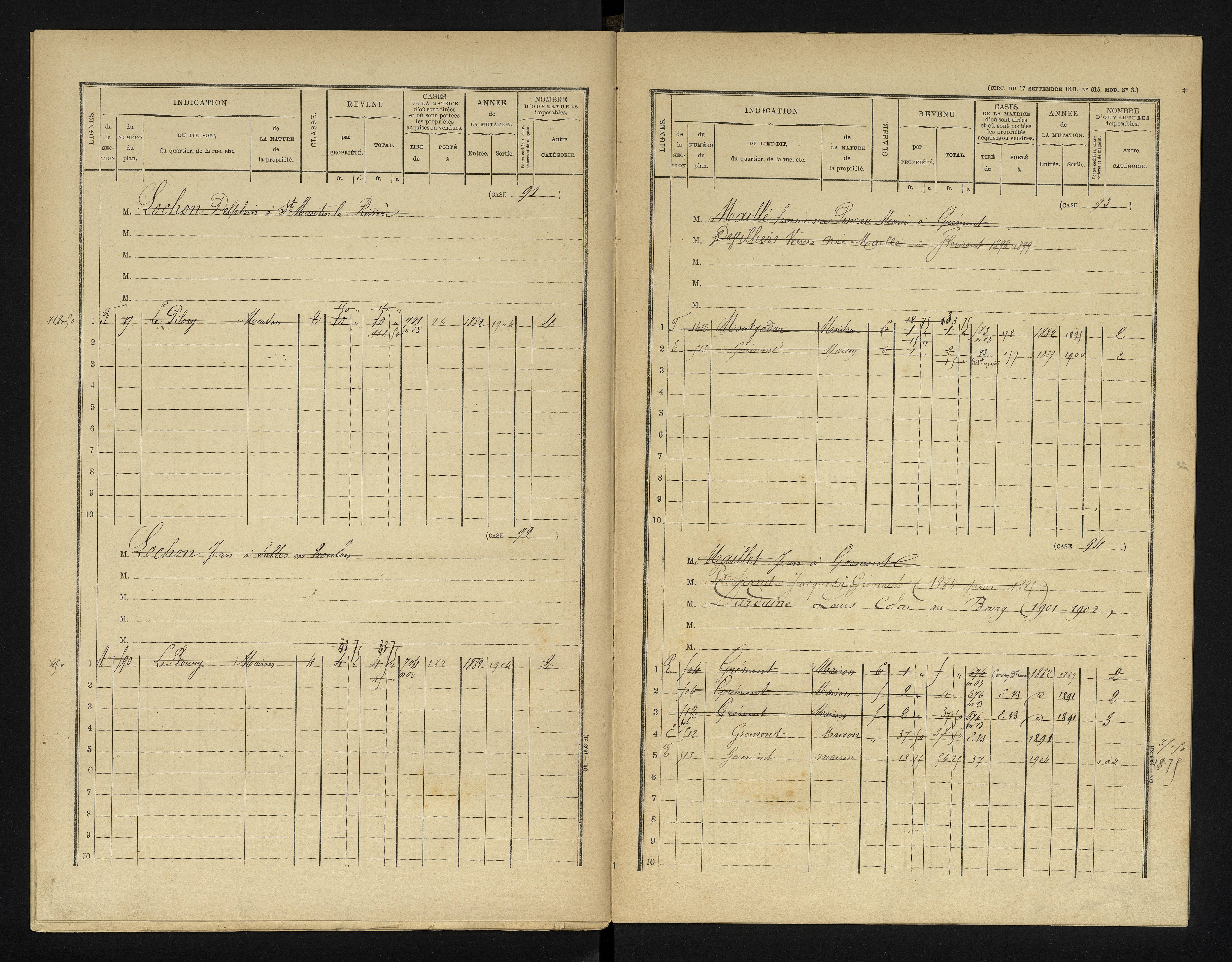 Chapelle-Viviers - FRAD086_cadastre Cases 1-184 
