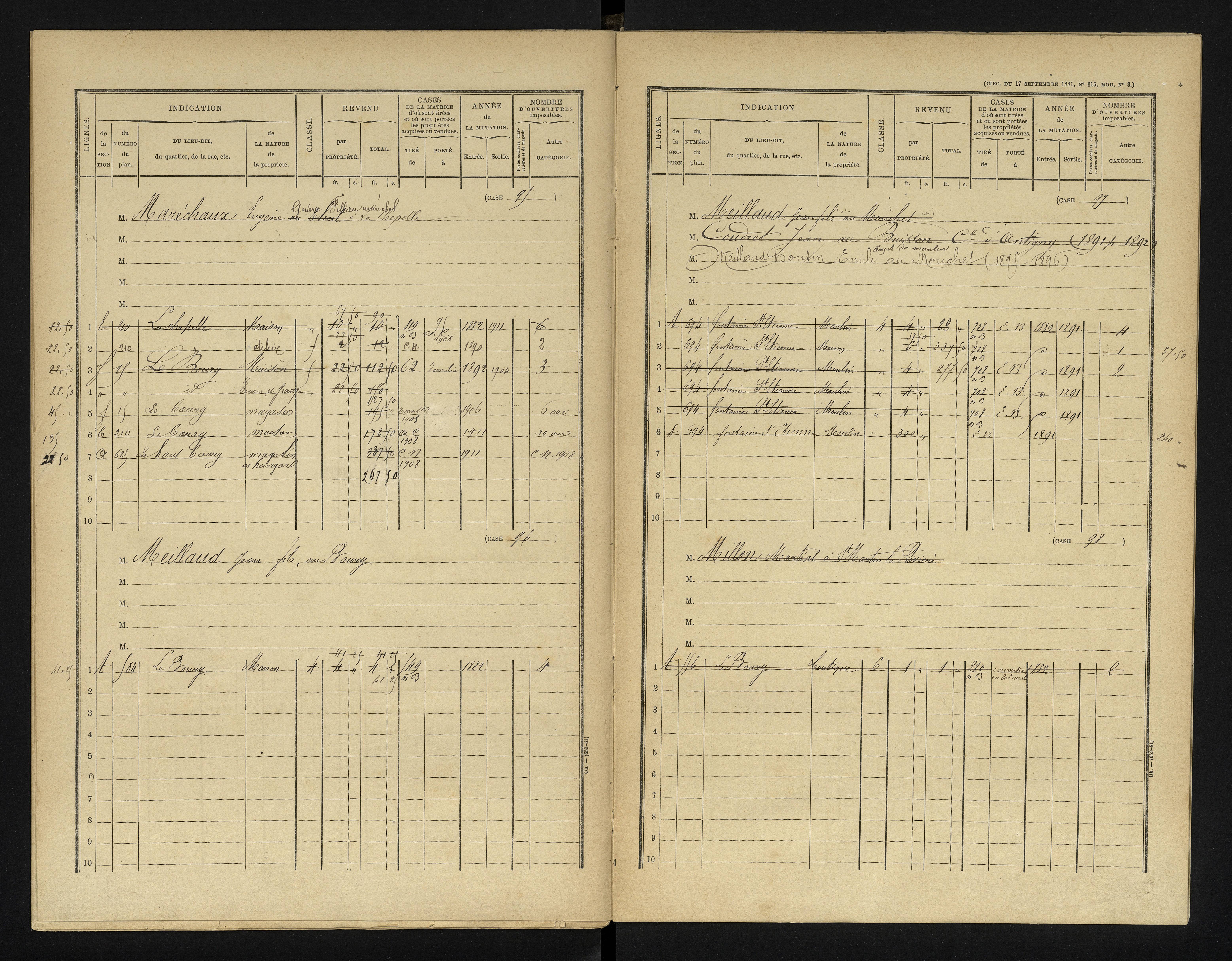 Chapelle-Viviers - FRAD086_cadastre Cases 1-184 