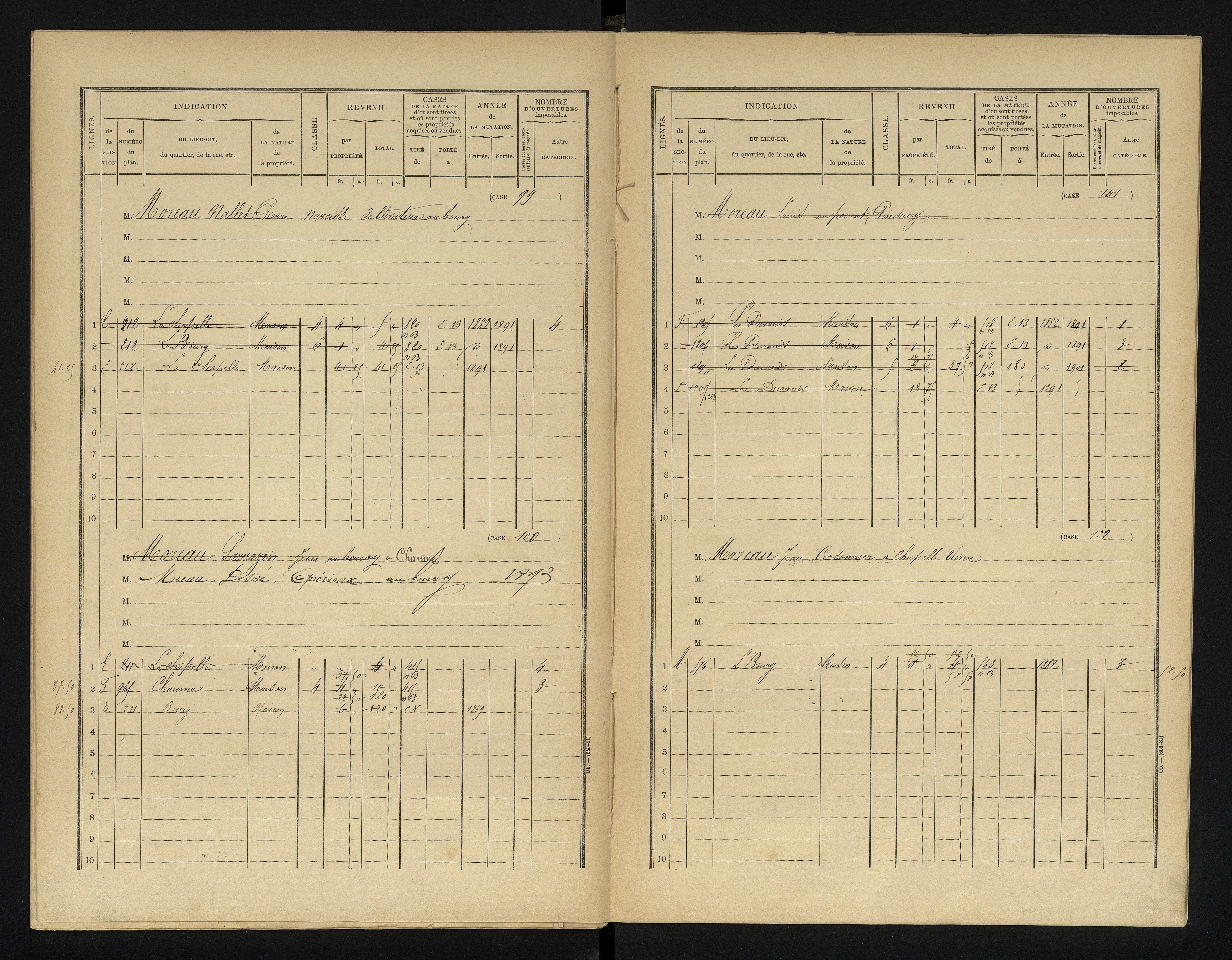 Chapelle-Viviers - FRAD086_cadastre Cases 1-184 