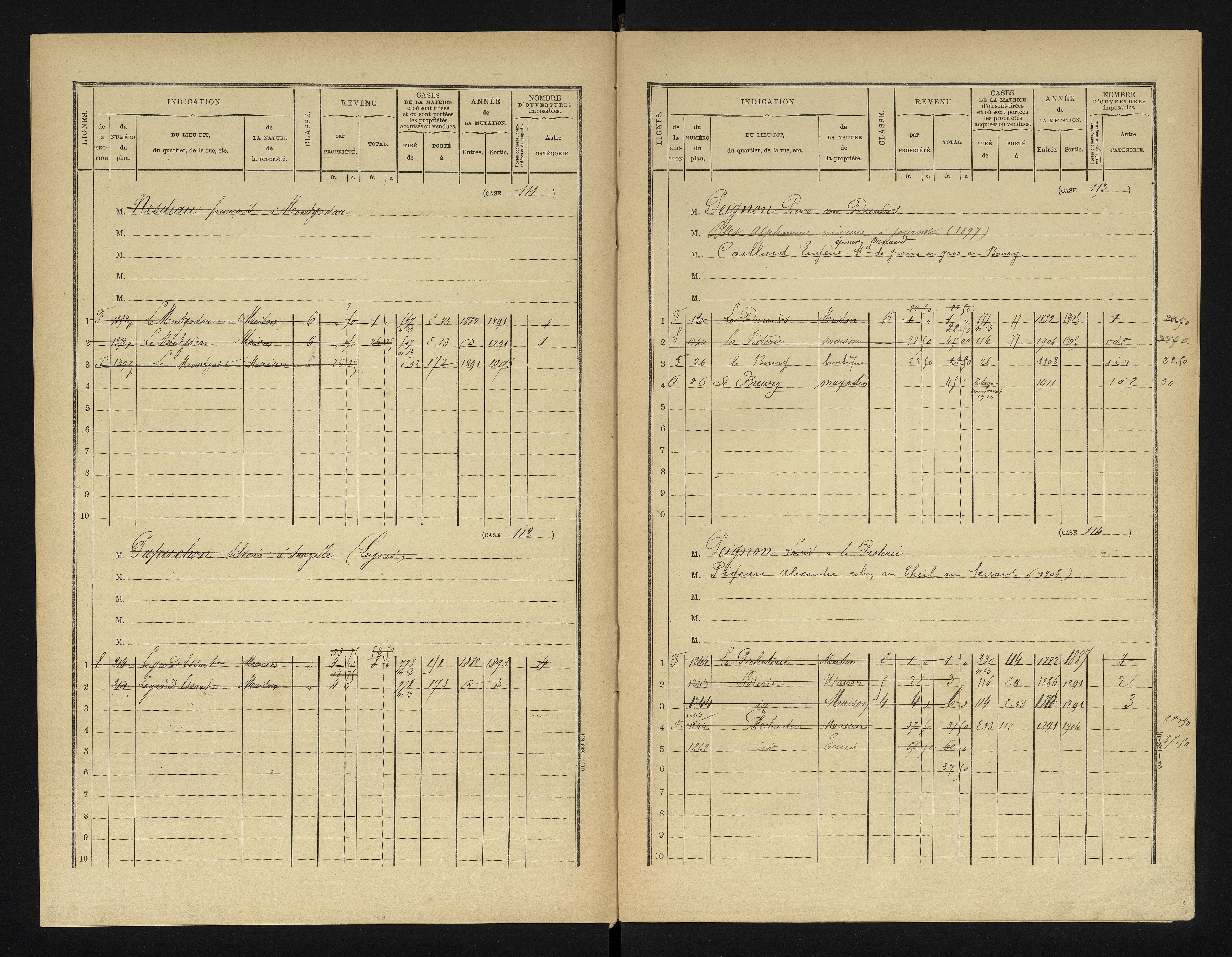 Chapelle-Viviers - FRAD086_cadastre Cases 1-184 