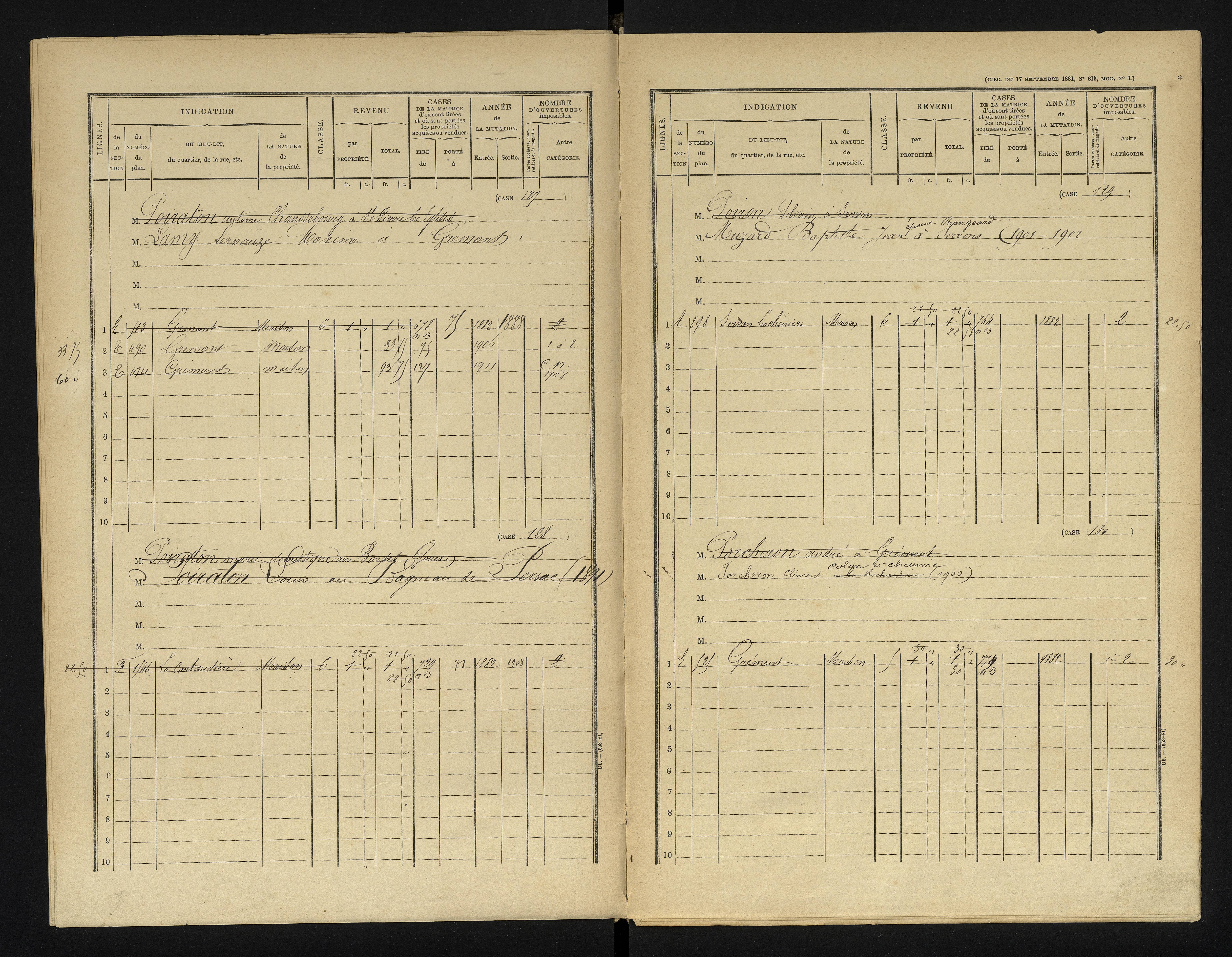 Chapelle-Viviers - FRAD086_cadastre Cases 1-184 