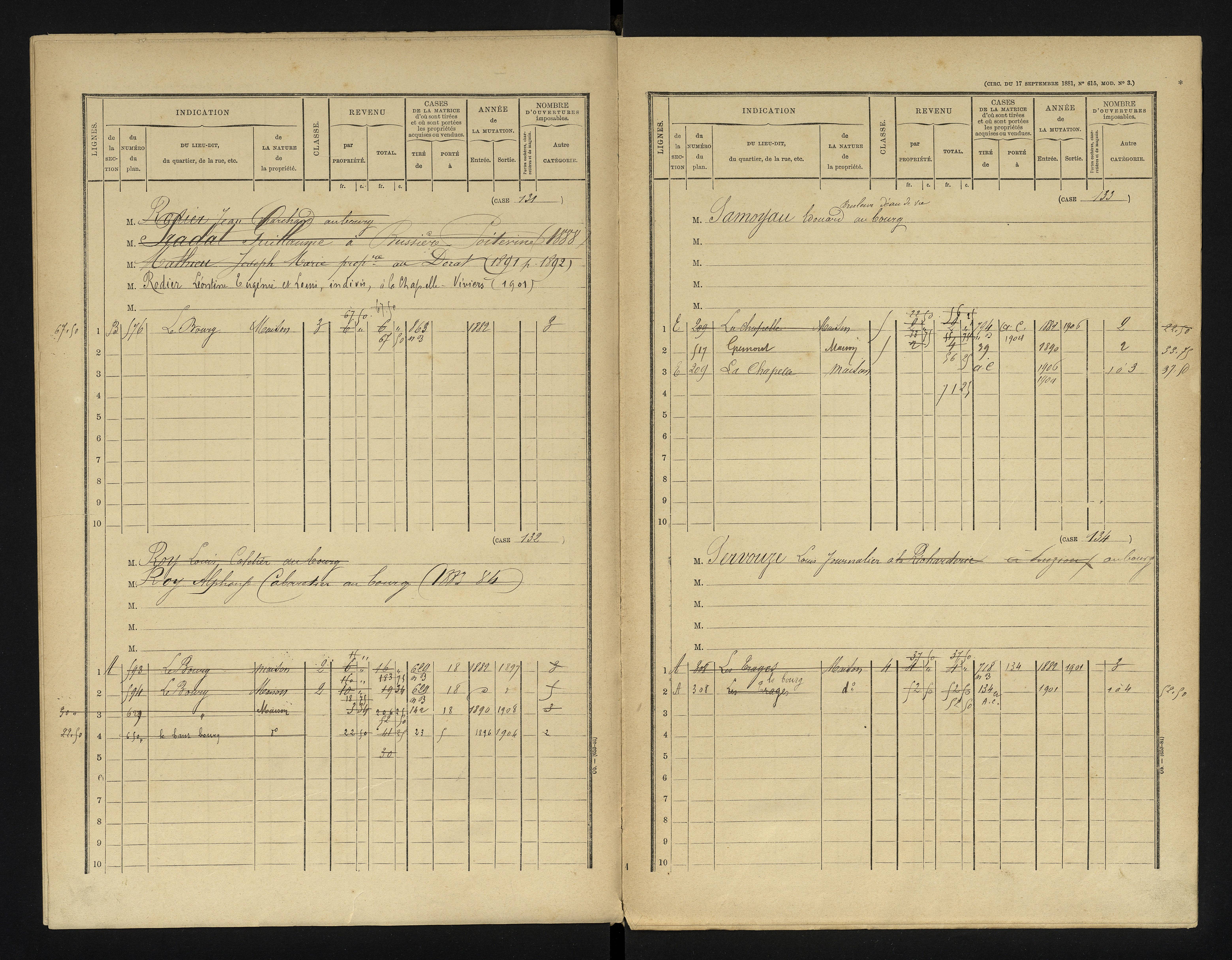 Chapelle-Viviers - FRAD086_cadastre Cases 1-184 