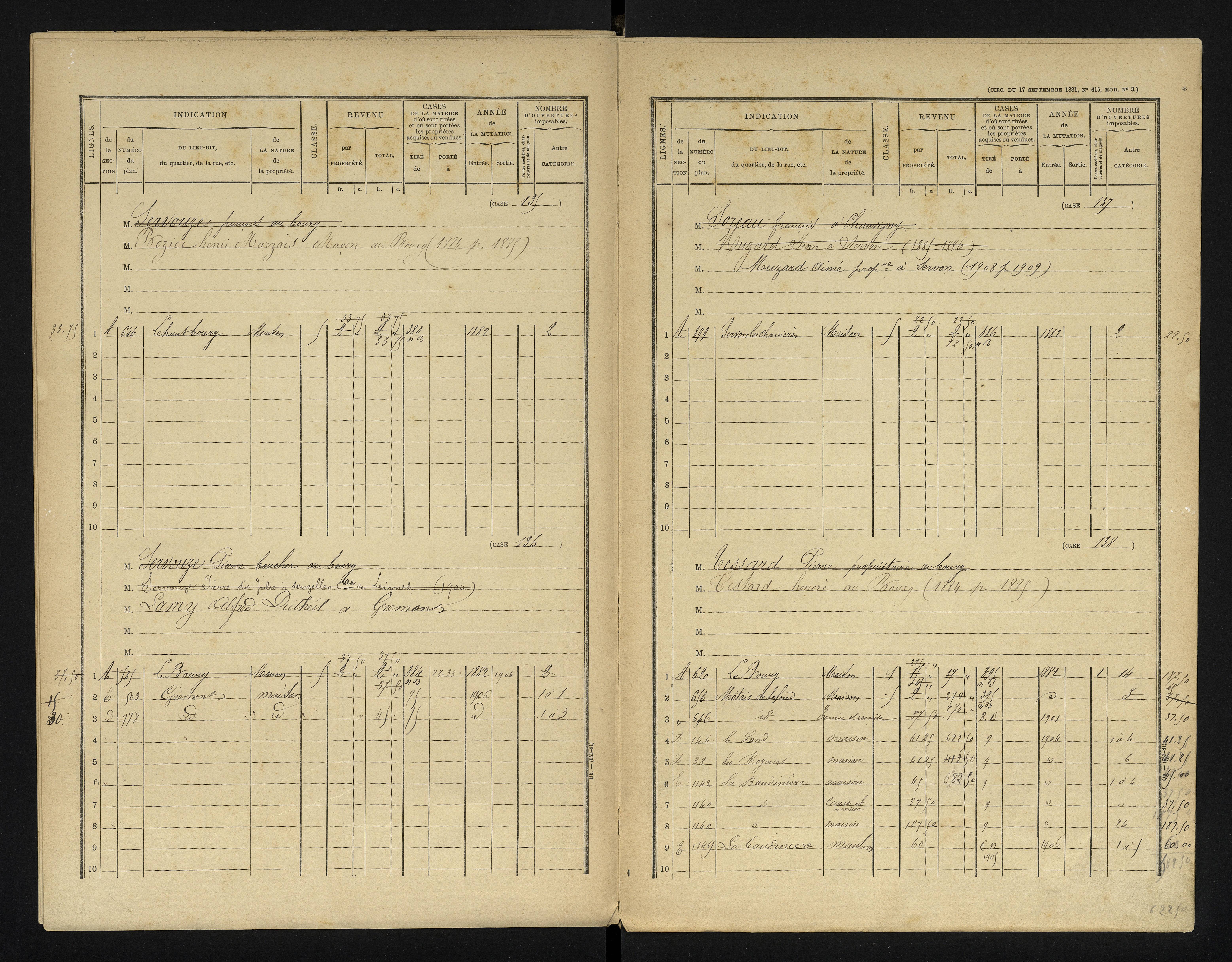 Chapelle-Viviers - FRAD086_cadastre Cases 1-184 