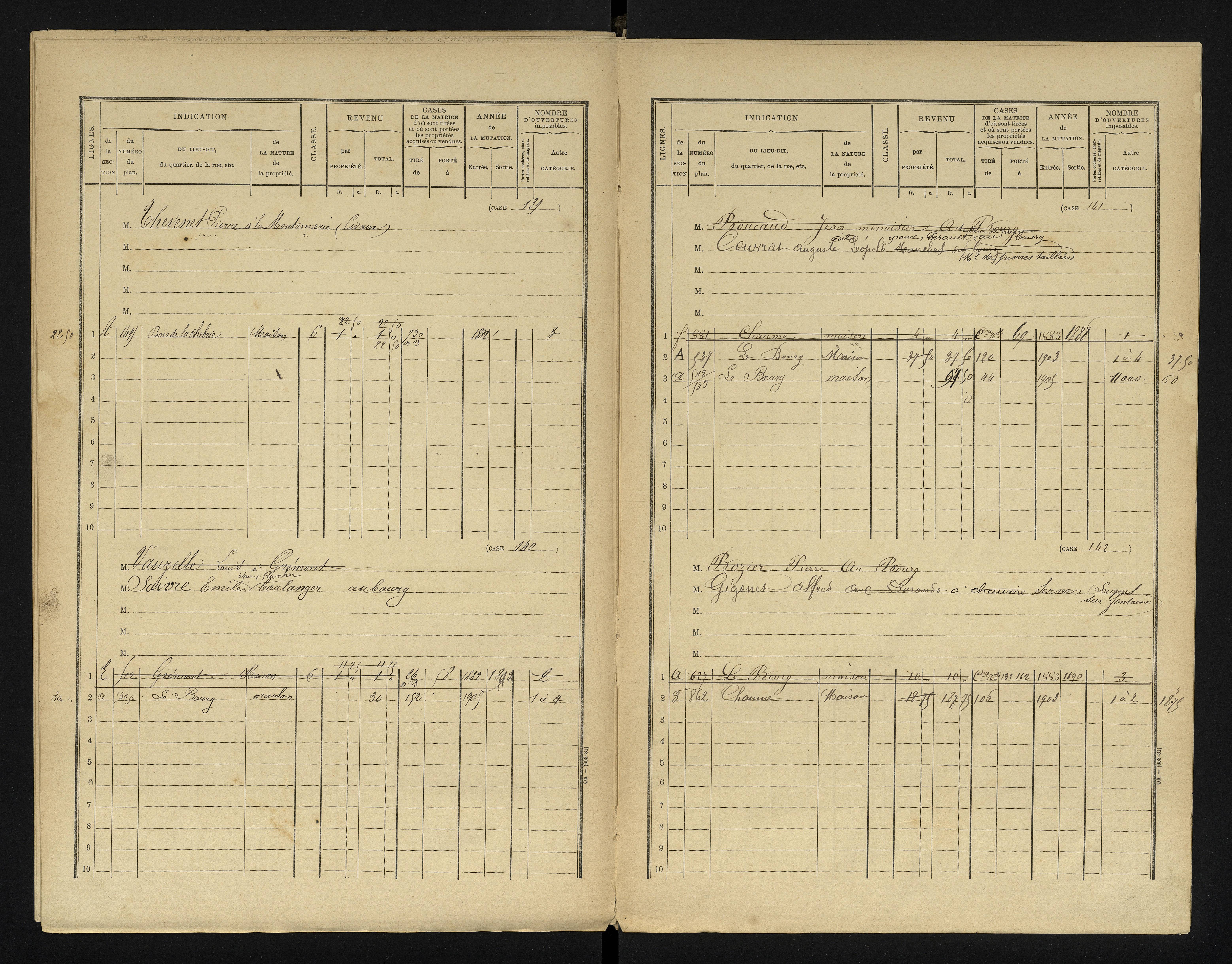 Chapelle-Viviers - FRAD086_cadastre Cases 1-184 