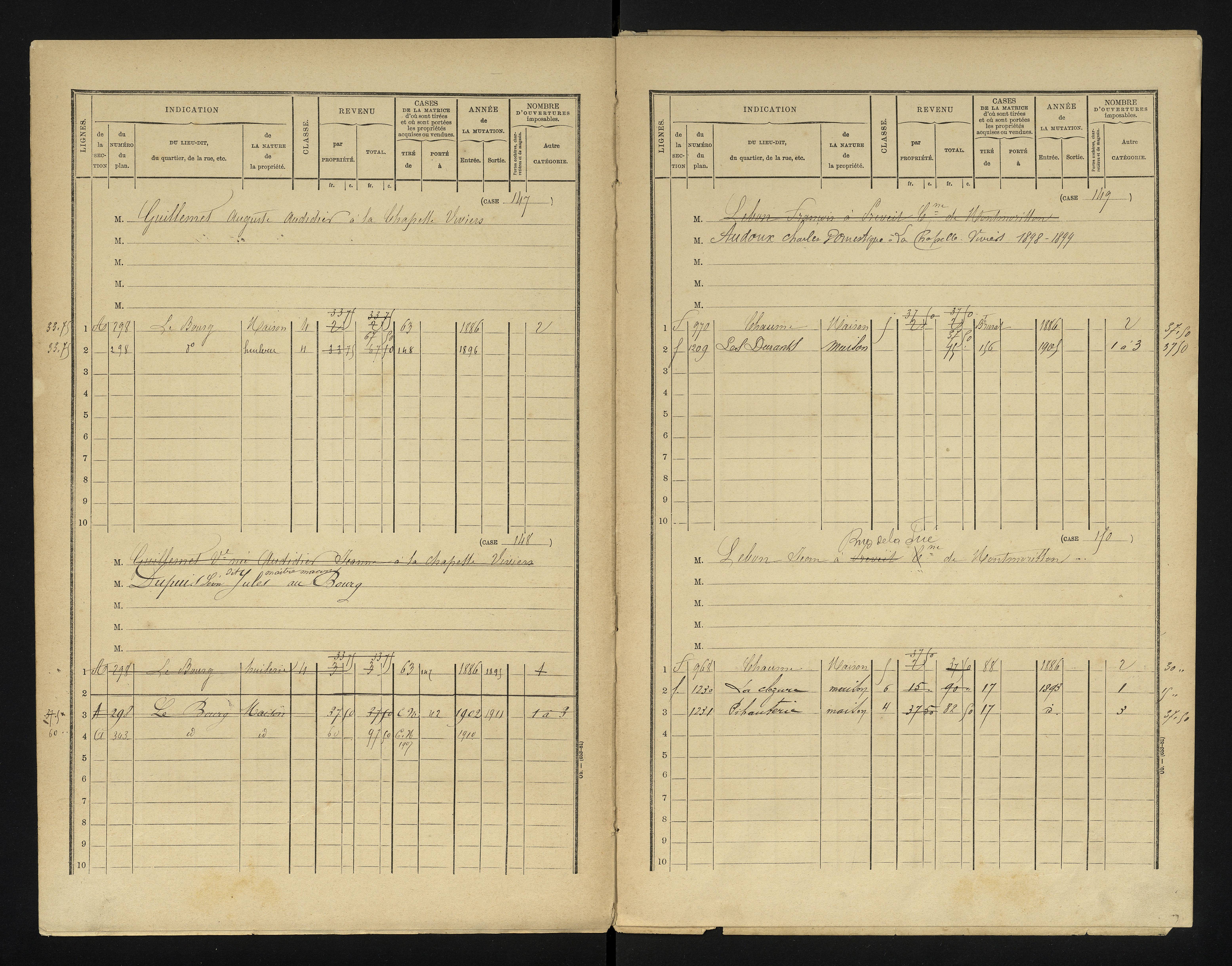 Chapelle-Viviers - FRAD086_cadastre Cases 1-184 