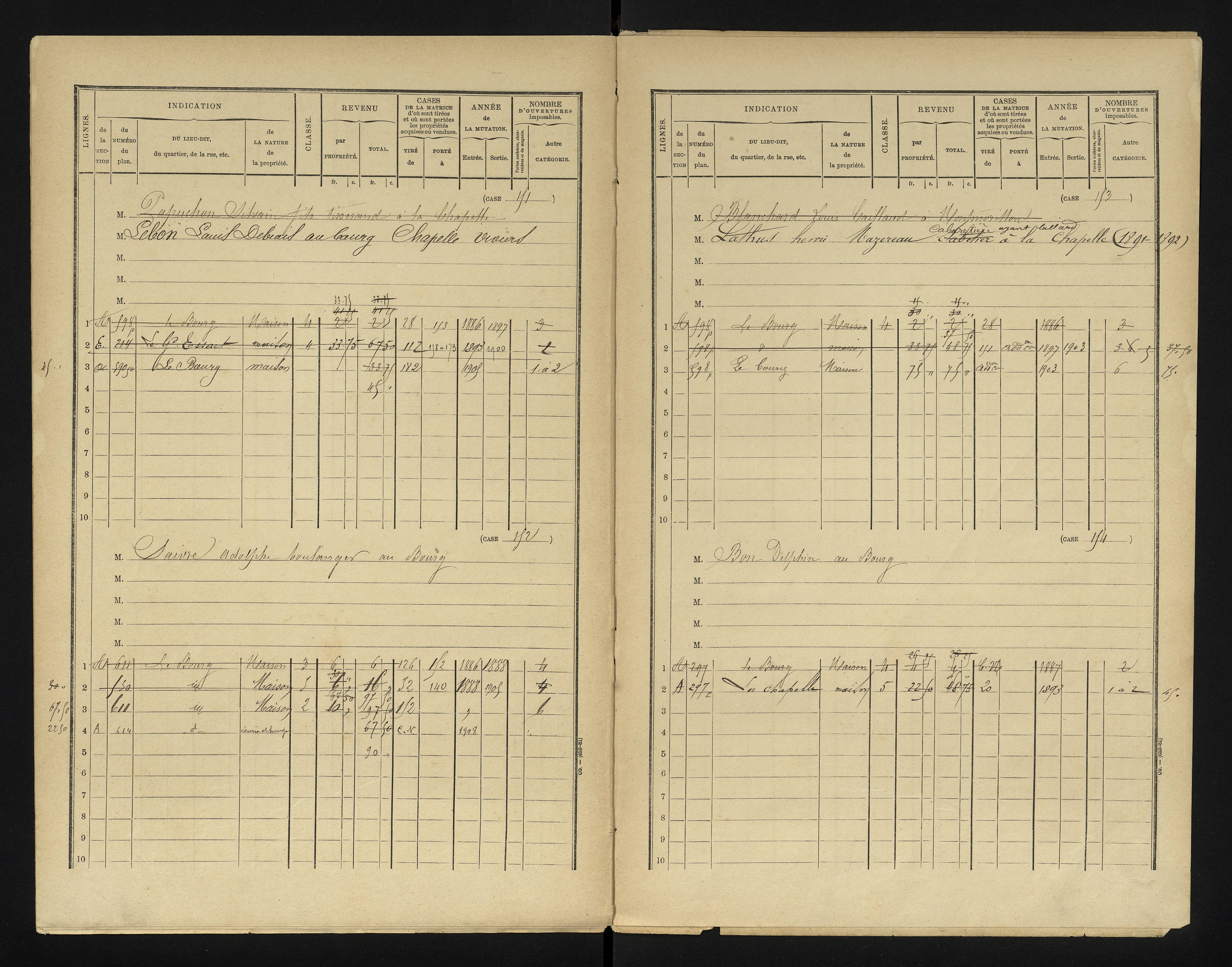 Chapelle-Viviers - FRAD086_cadastre Cases 1-184 