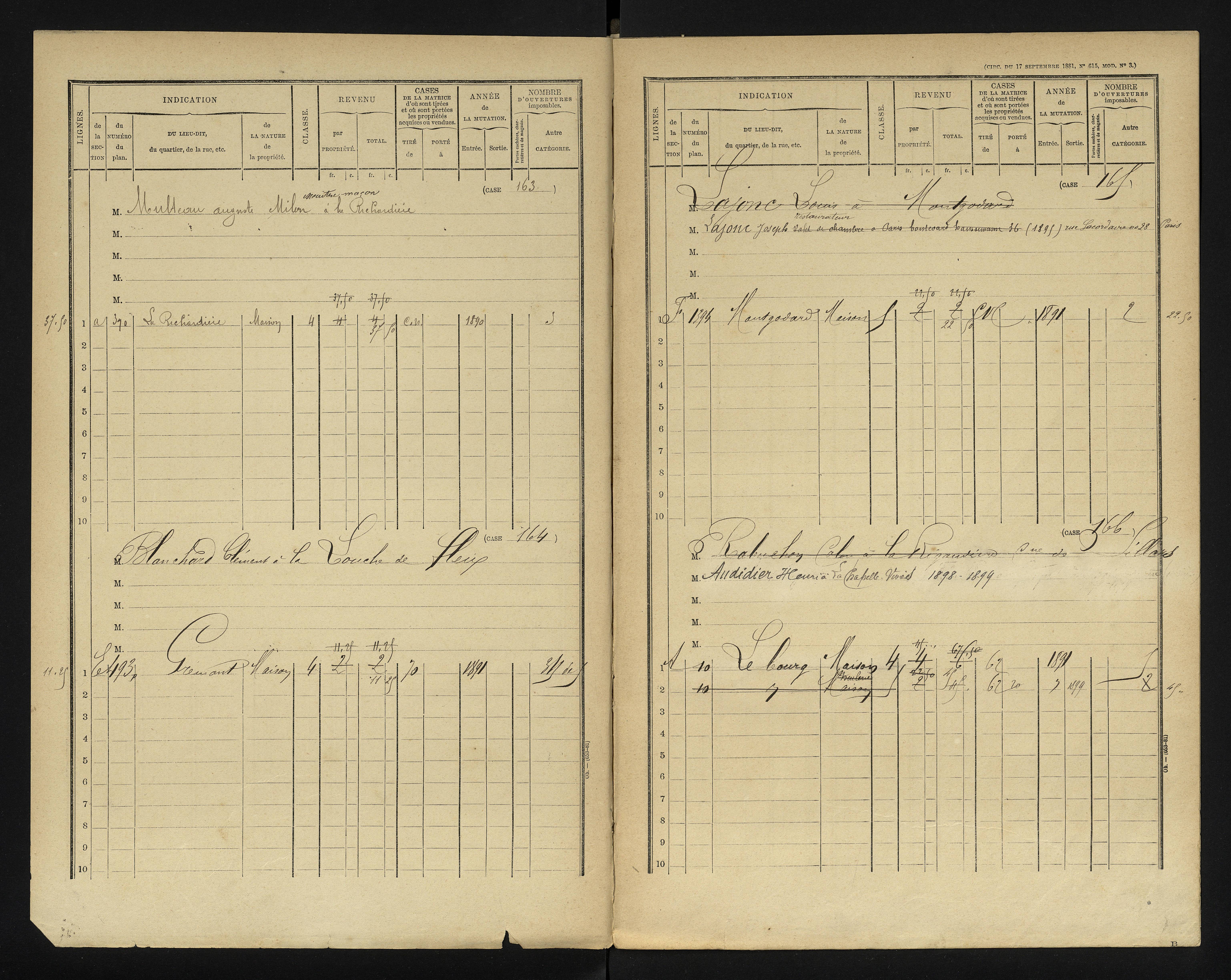 Chapelle-Viviers - FRAD086_cadastre Cases 1-184 