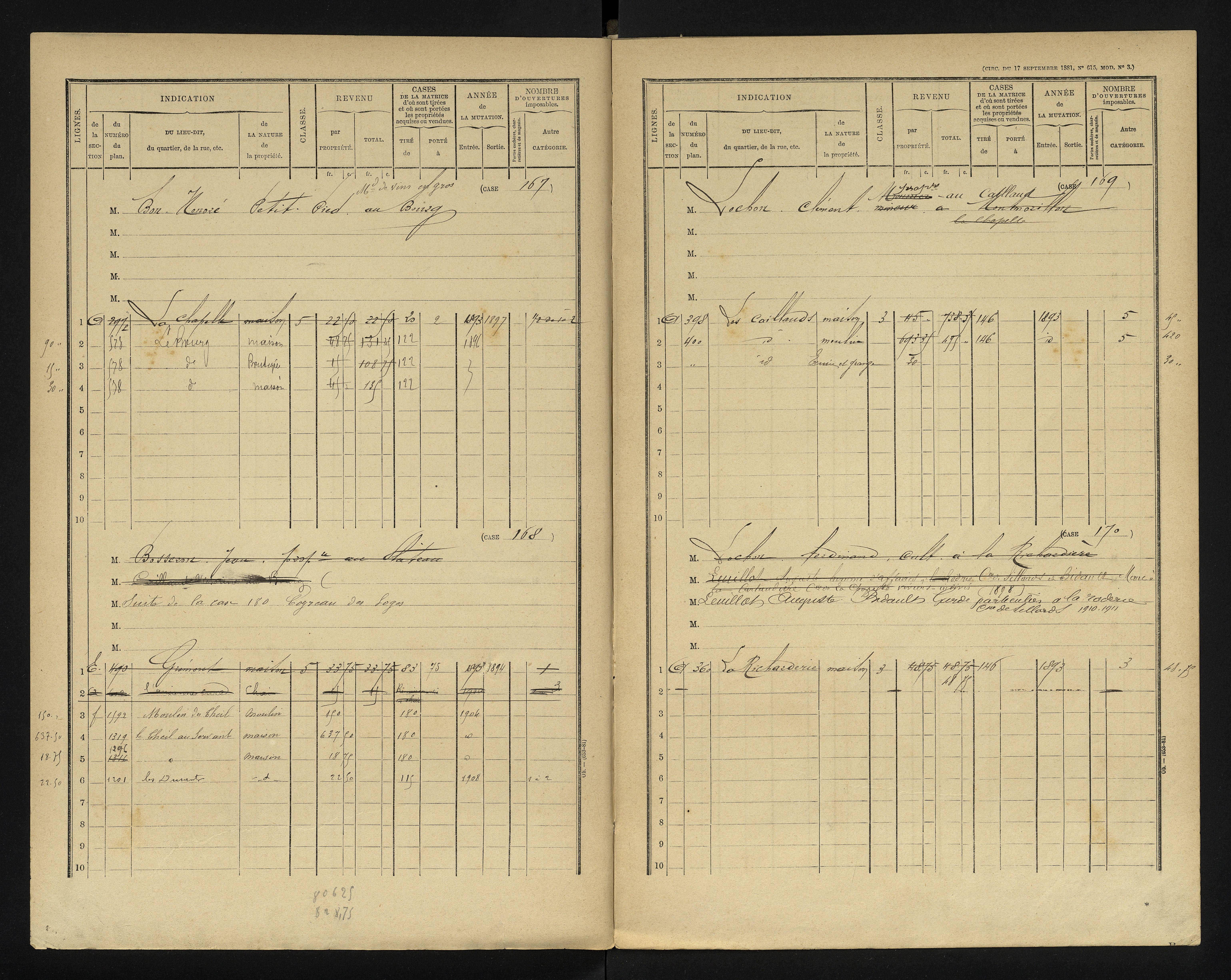 Chapelle-Viviers - FRAD086_cadastre Cases 1-184 