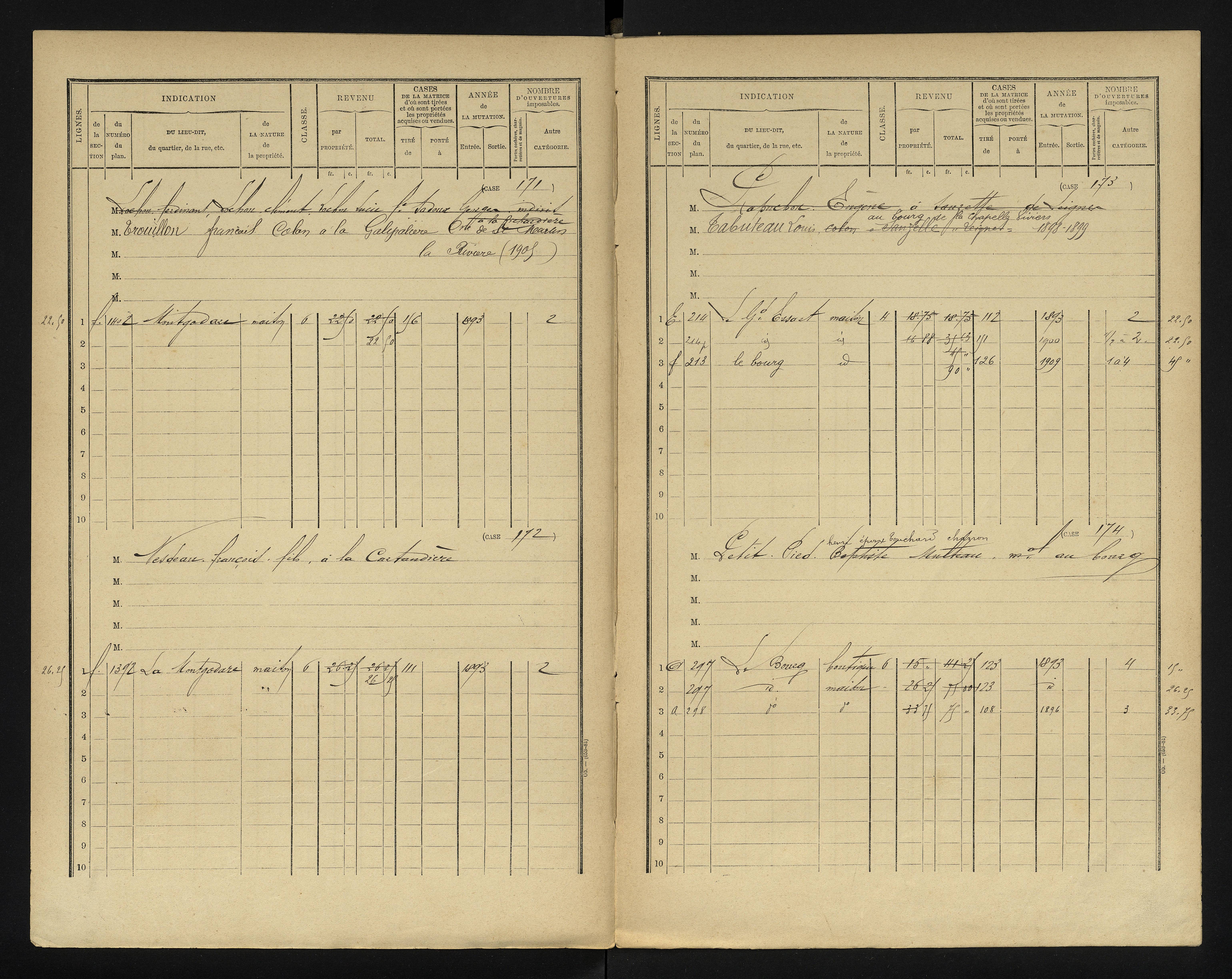 Chapelle-Viviers - FRAD086_cadastre Cases 1-184 