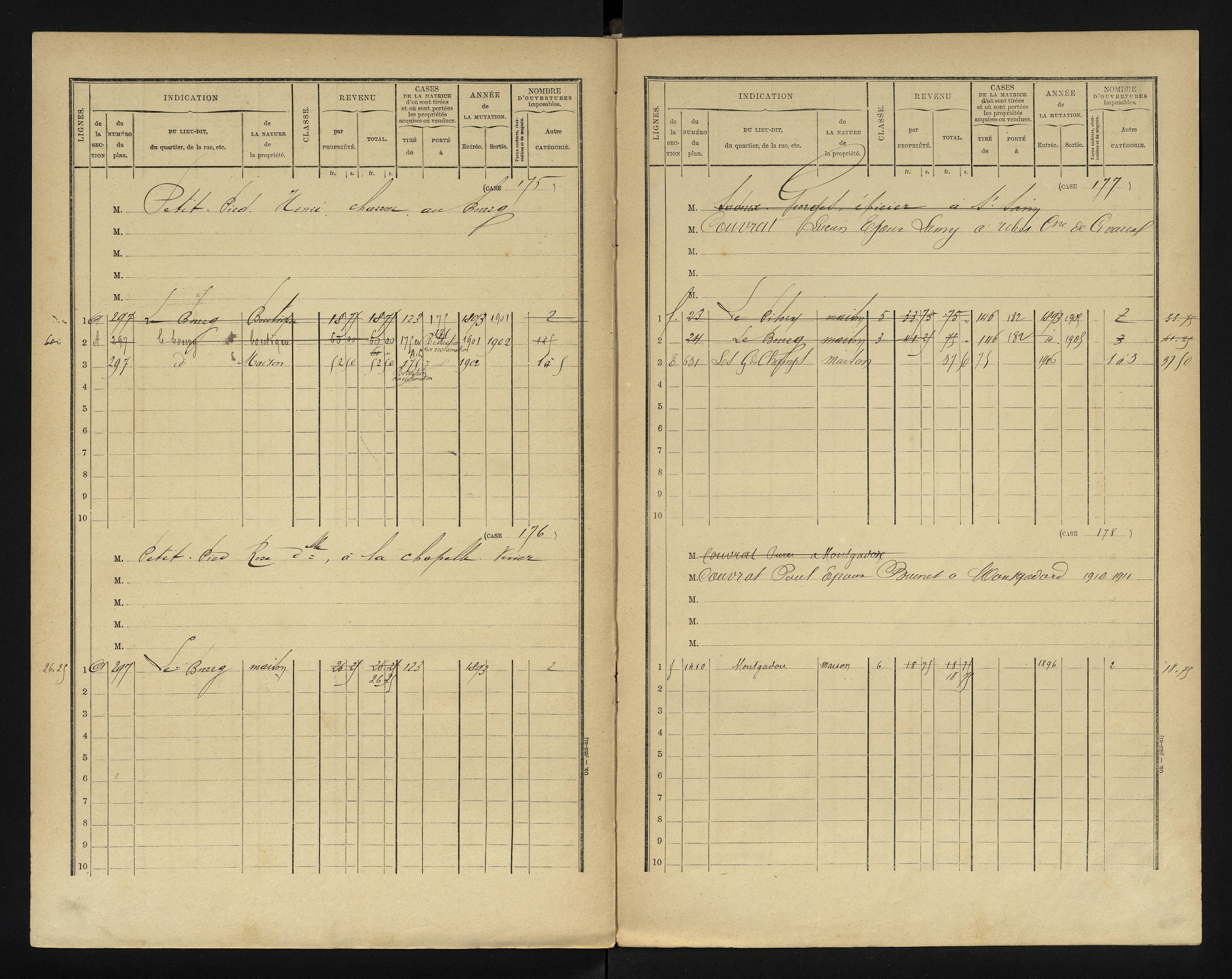 Chapelle-Viviers - FRAD086_cadastre Cases 1-184 