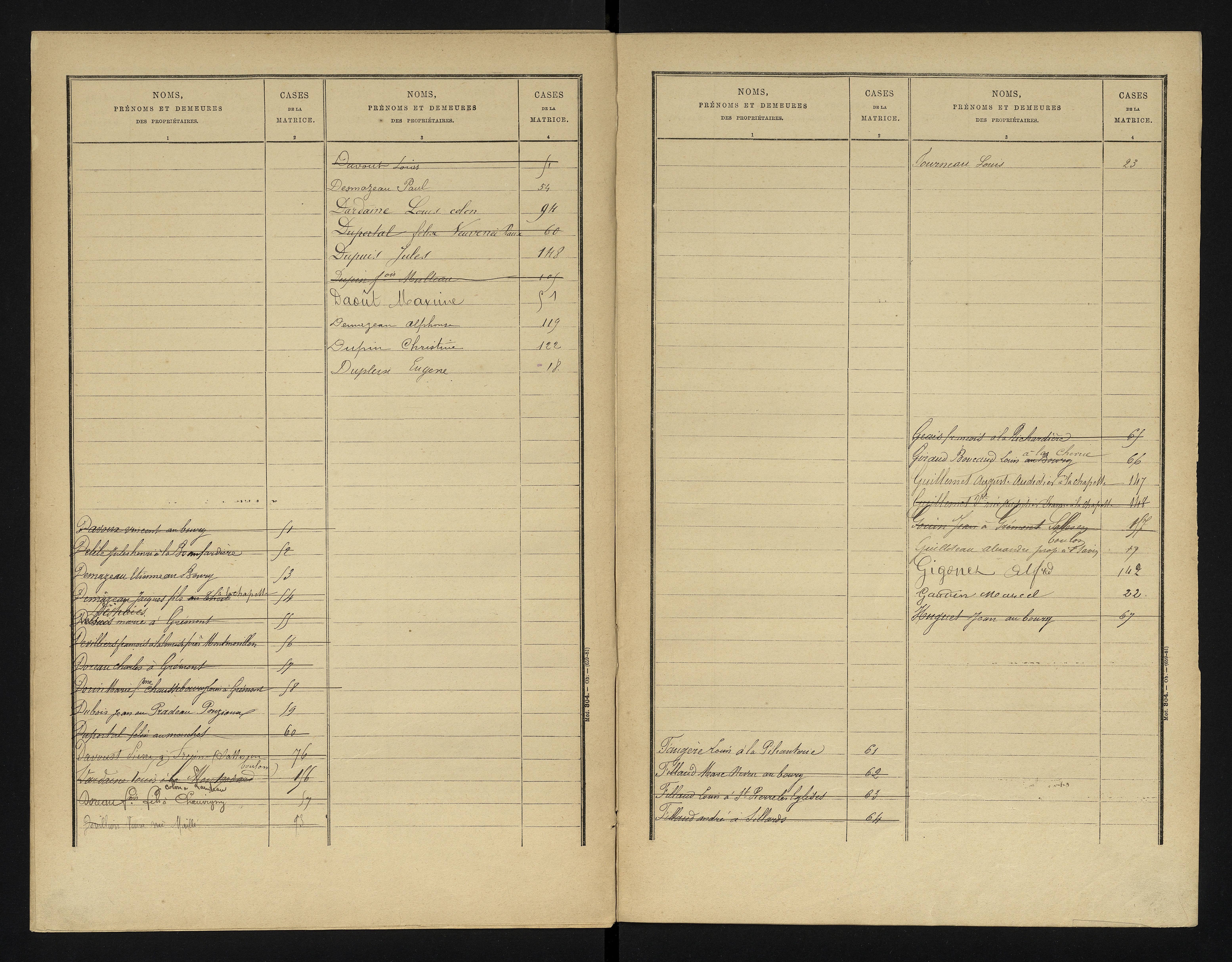 Chapelle-Viviers - FRAD086_cadastre Cases 1-184 