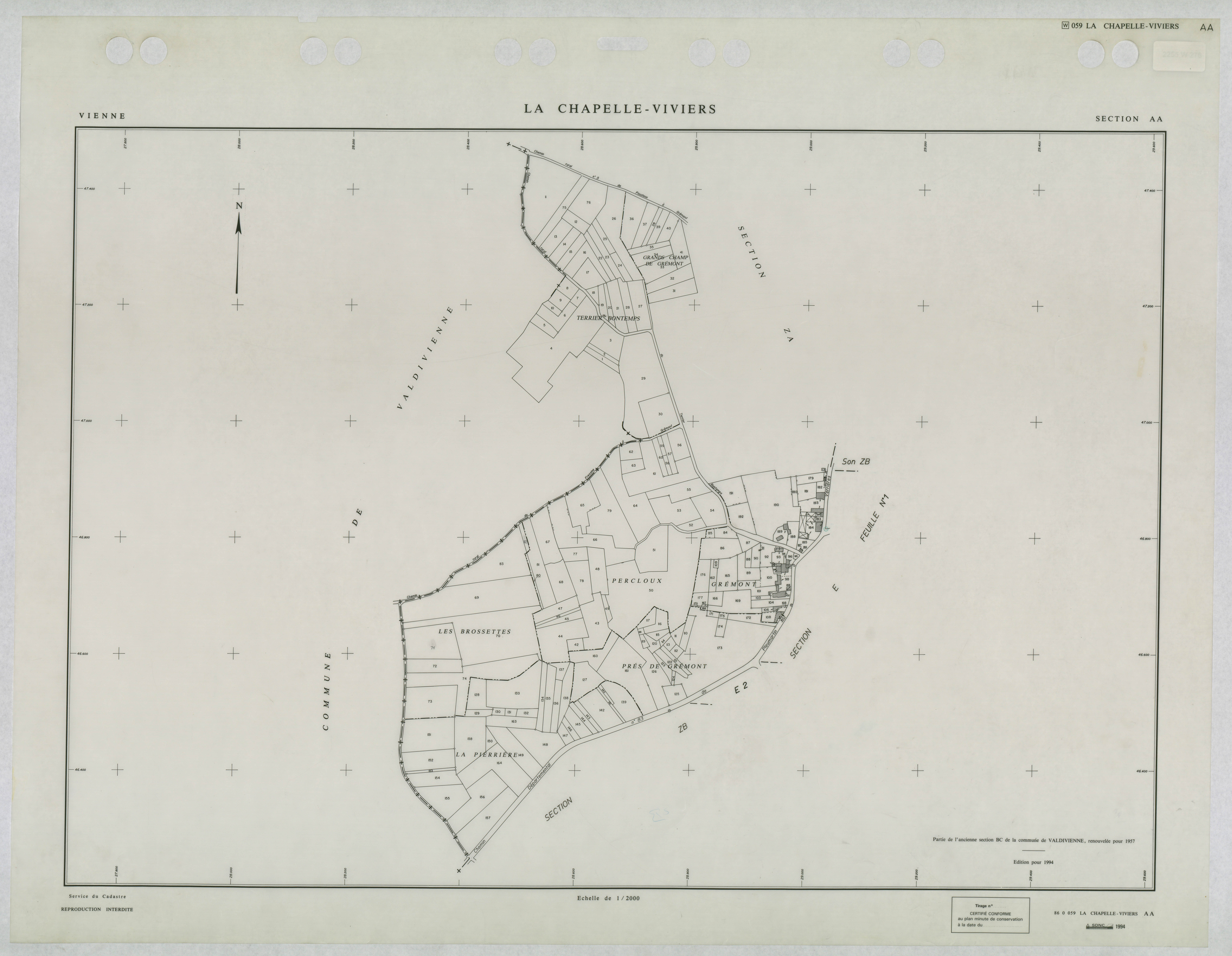 Chapelle-Viviers - FRAD086_cadastre Plans renouvelleés, section AA (1 feuille) 