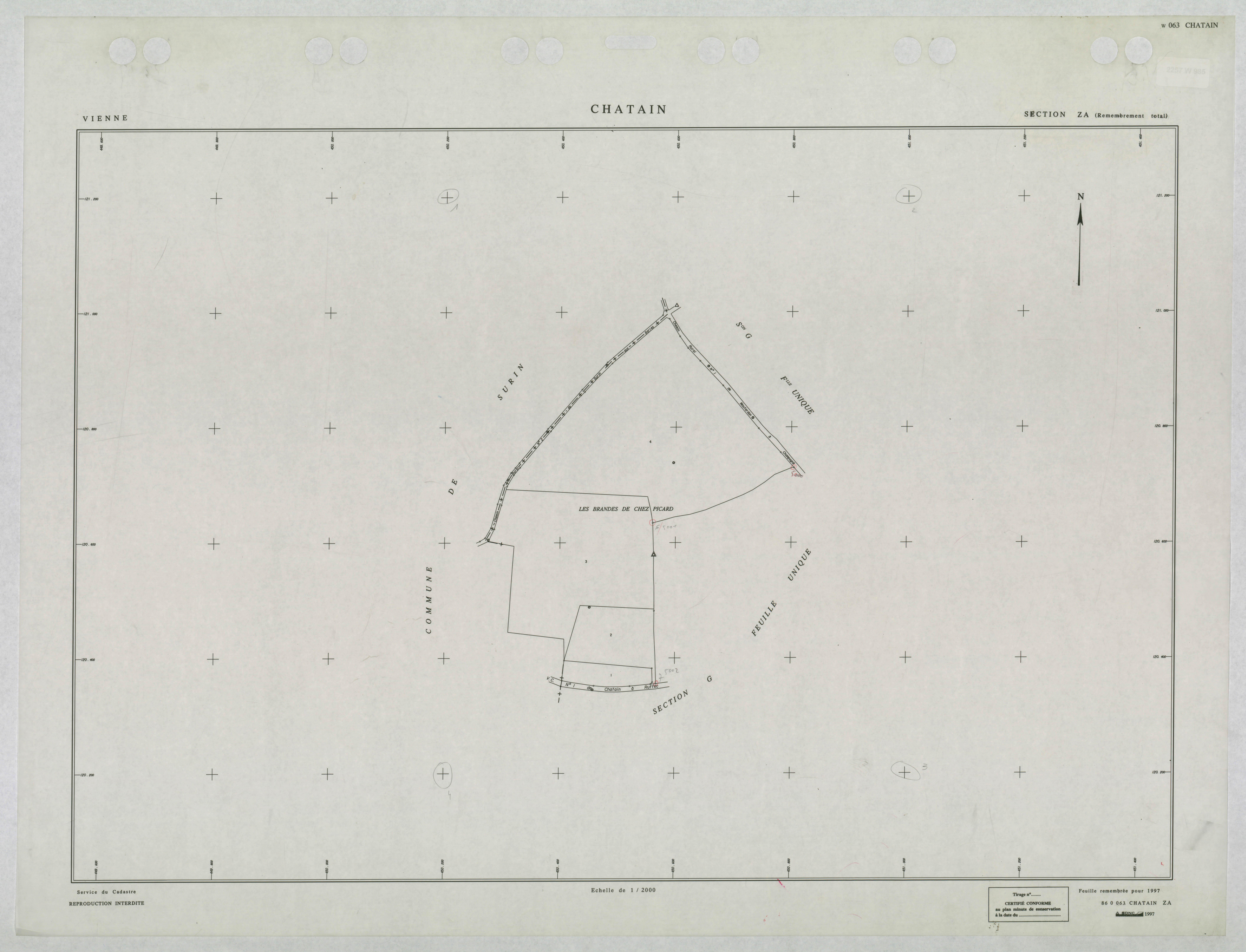 Chatain - FRAD086_cadastre Plans remembrés 