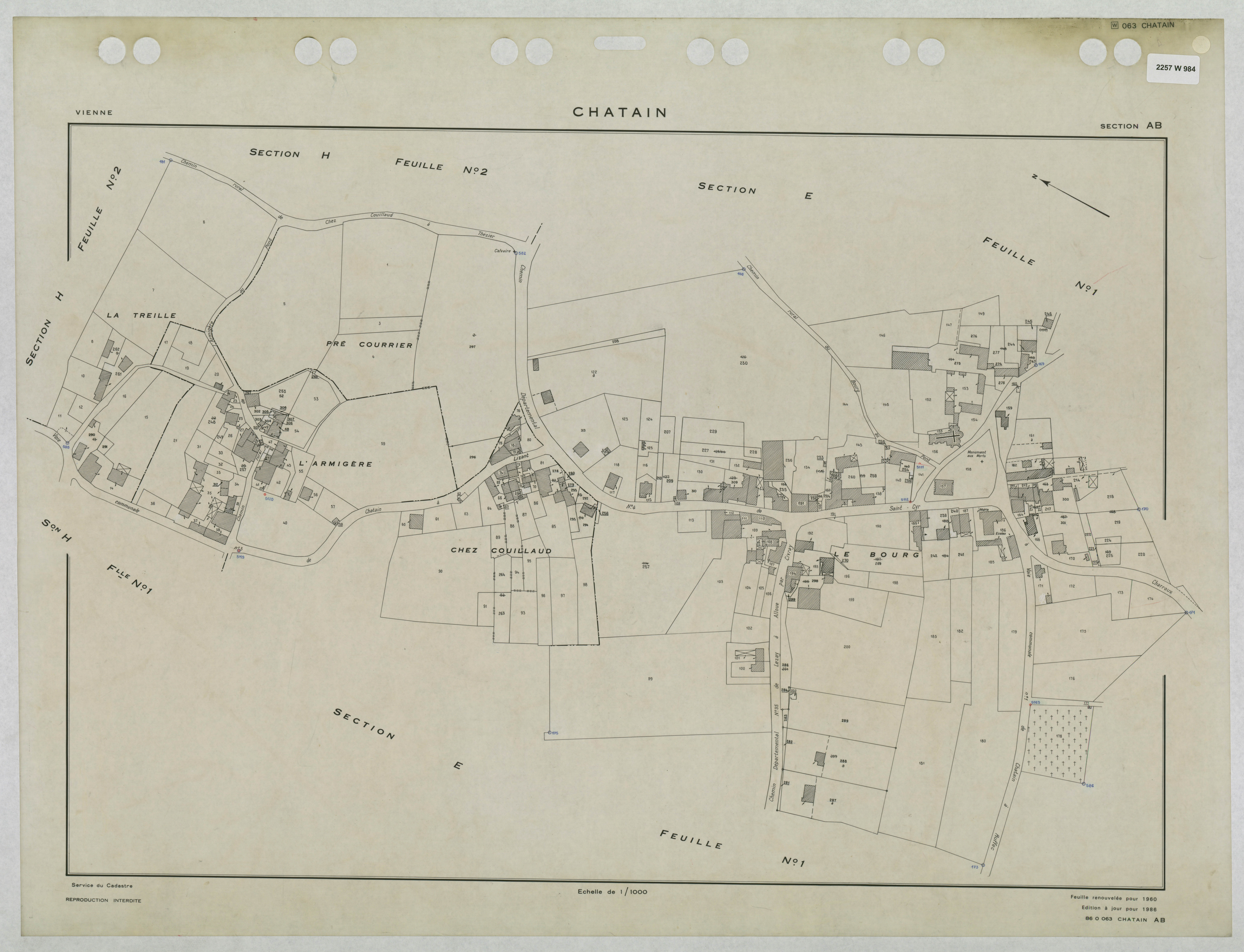 Chatain - FRAD086_cadastre Plans renouvelés 