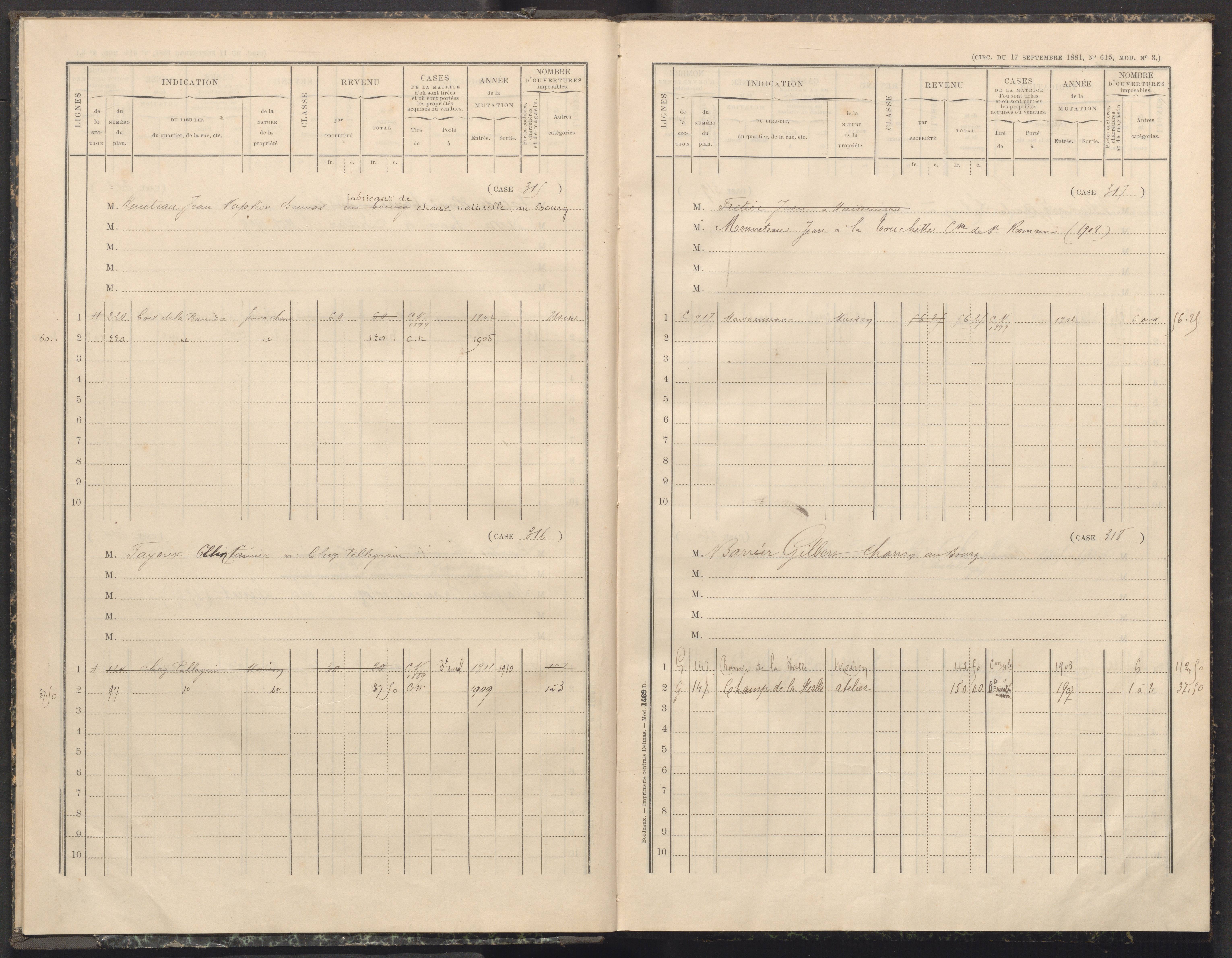 Château-Garnier - FRAD086_cadastre Cases 305-341. 