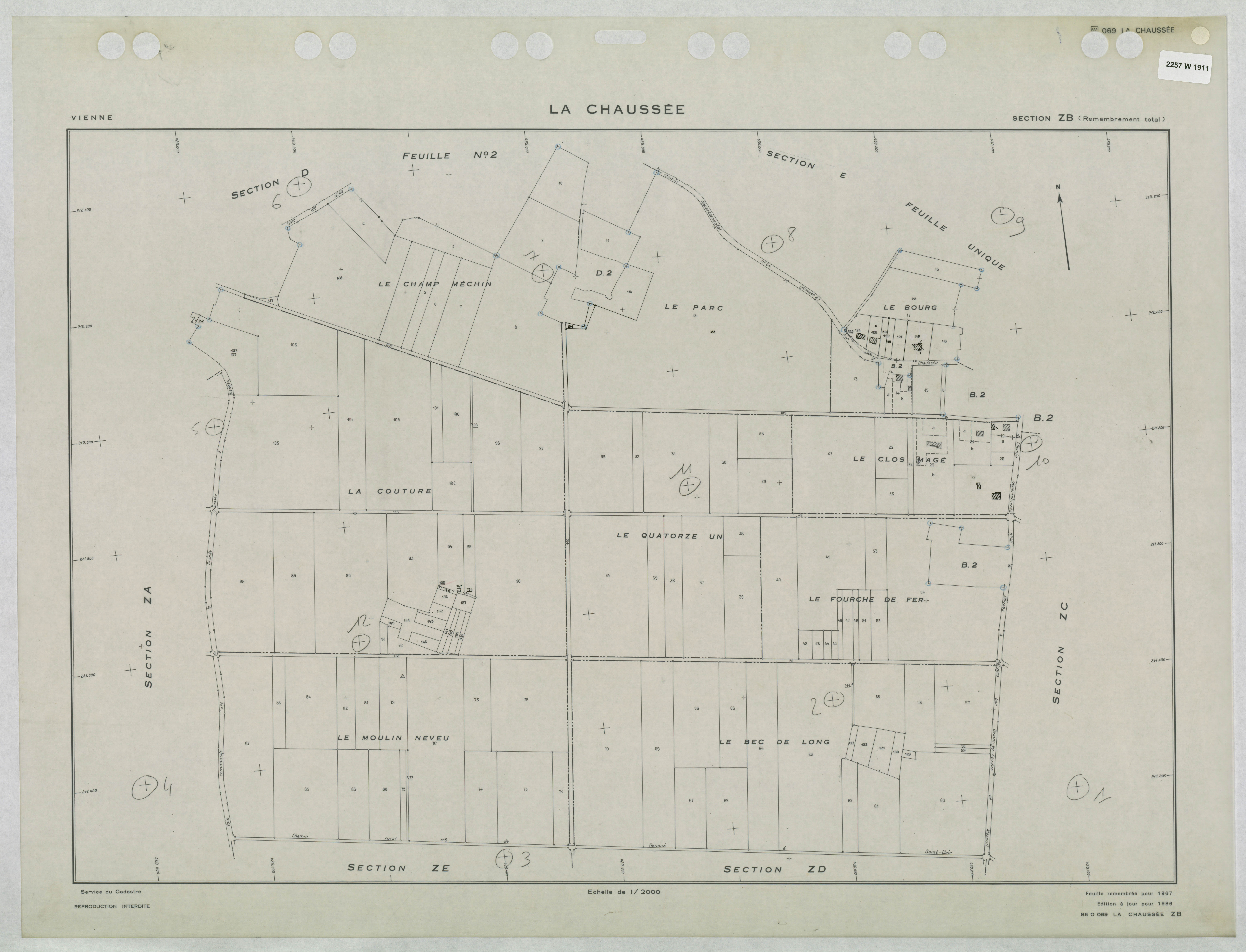 La Chaussée - FRAD086_cadastre Plans remembrés 