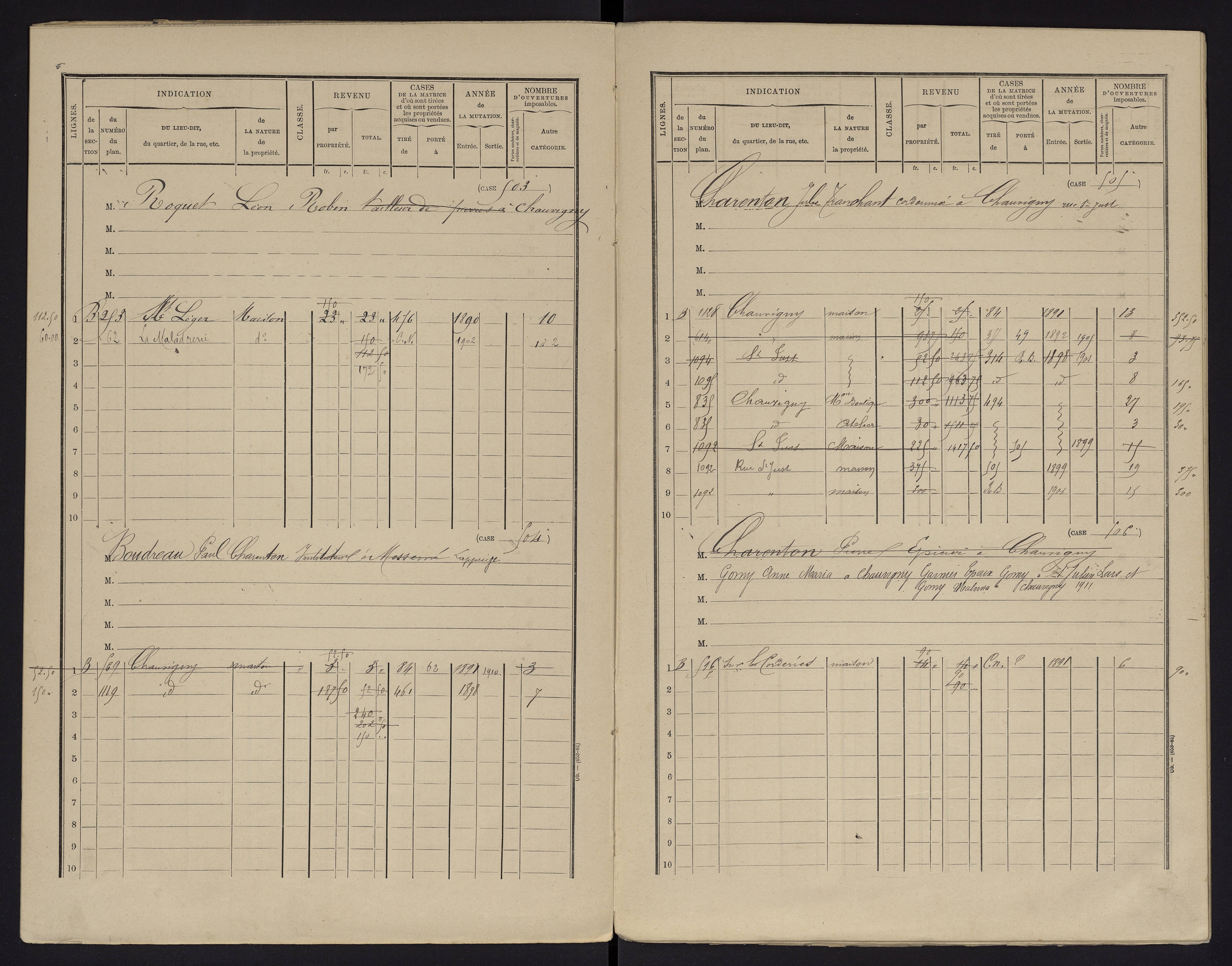 Chauvigny - FRAD086_cadastre Cases 1-600 
