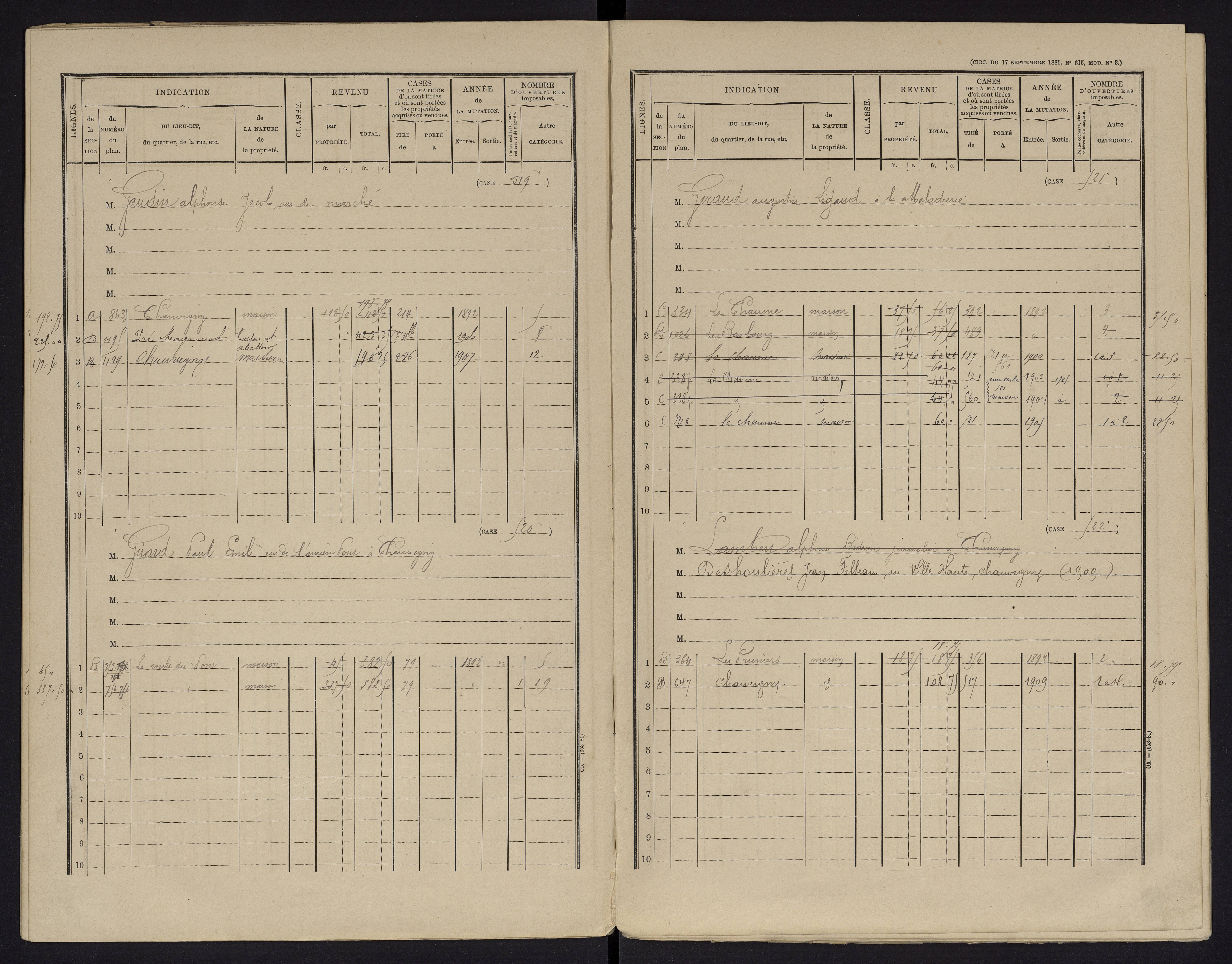 Chauvigny - FRAD086_cadastre Cases 1-600 
