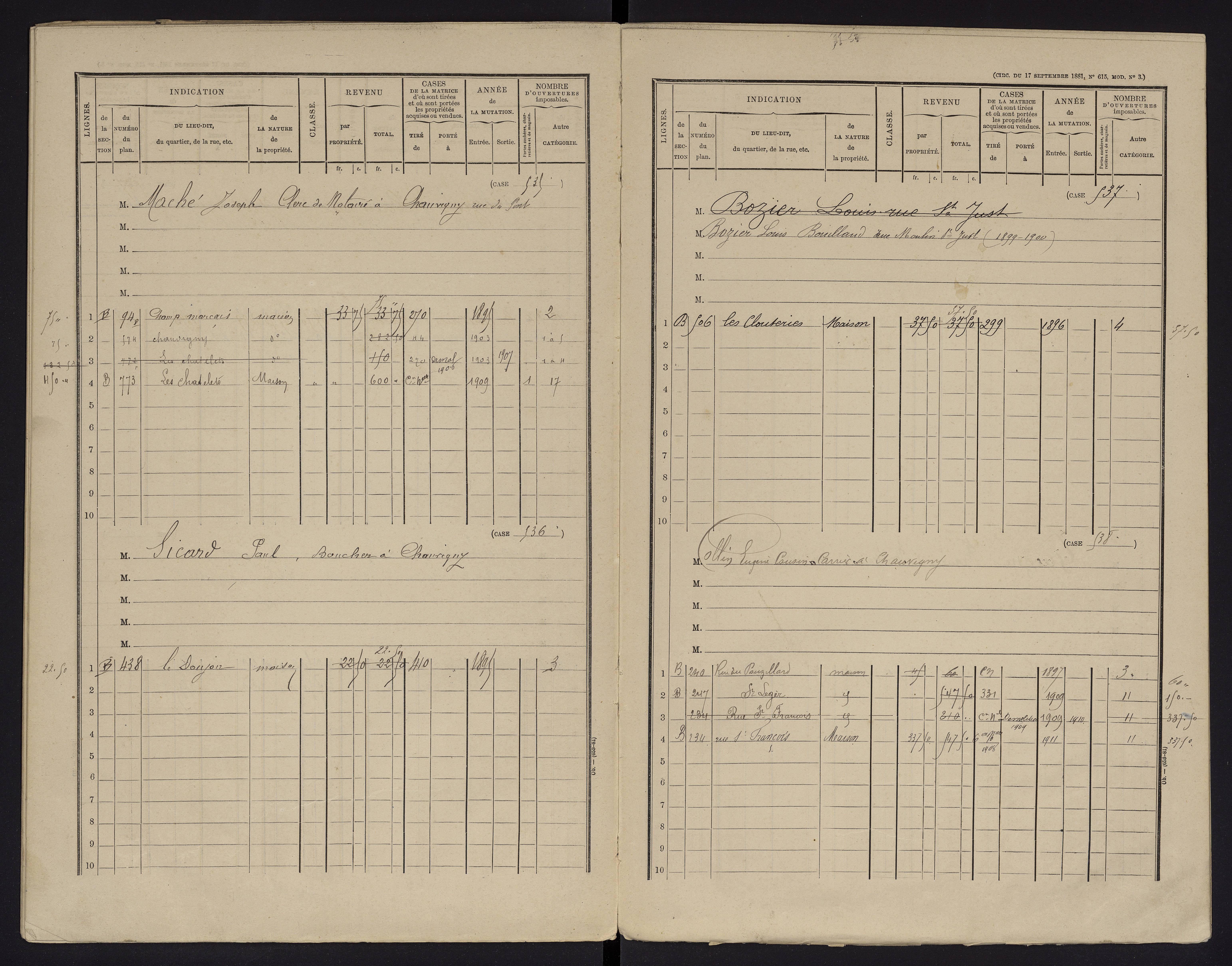 Chauvigny - FRAD086_cadastre Cases 1-600 
