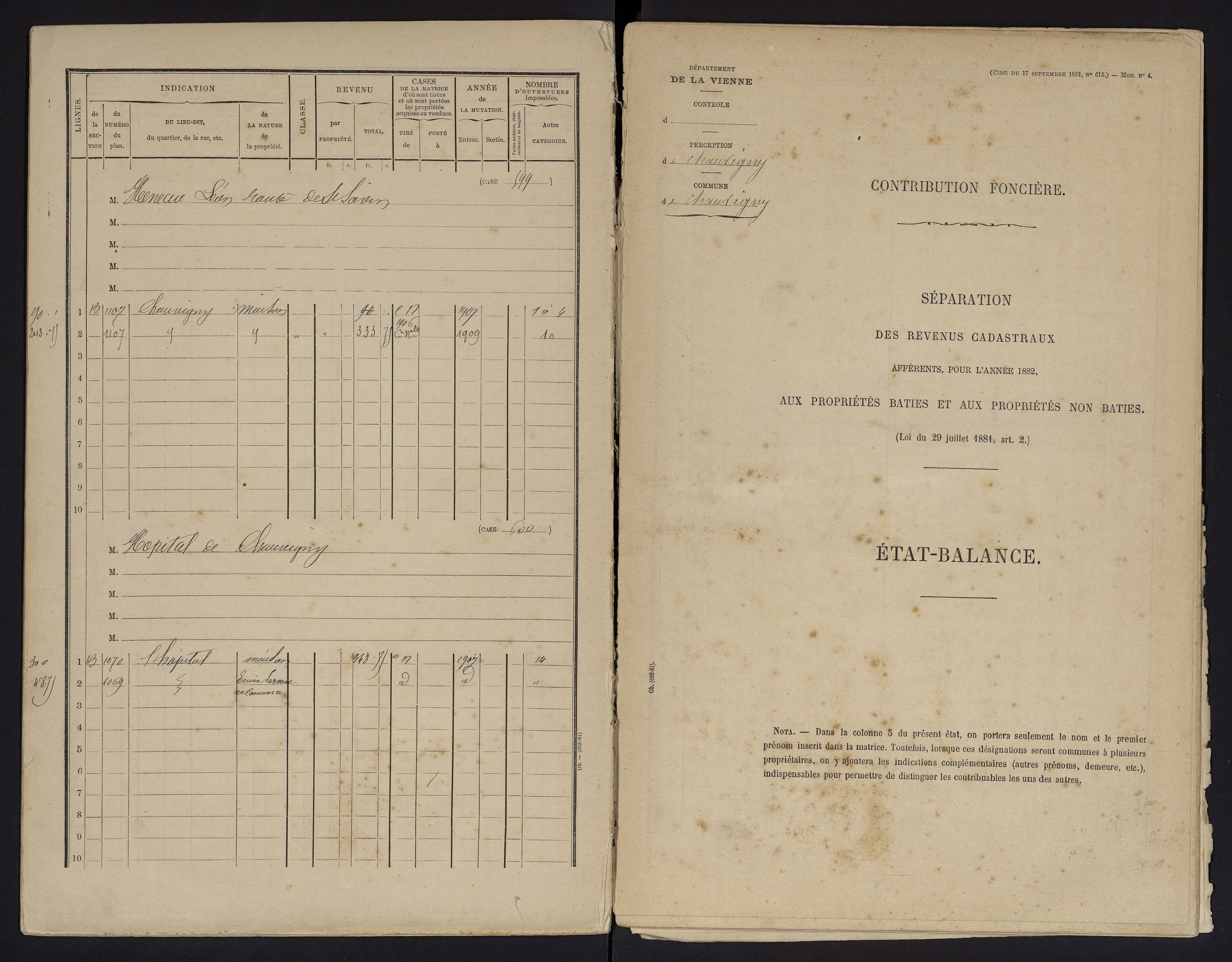 Chauvigny - FRAD086_cadastre Cases 1-600 