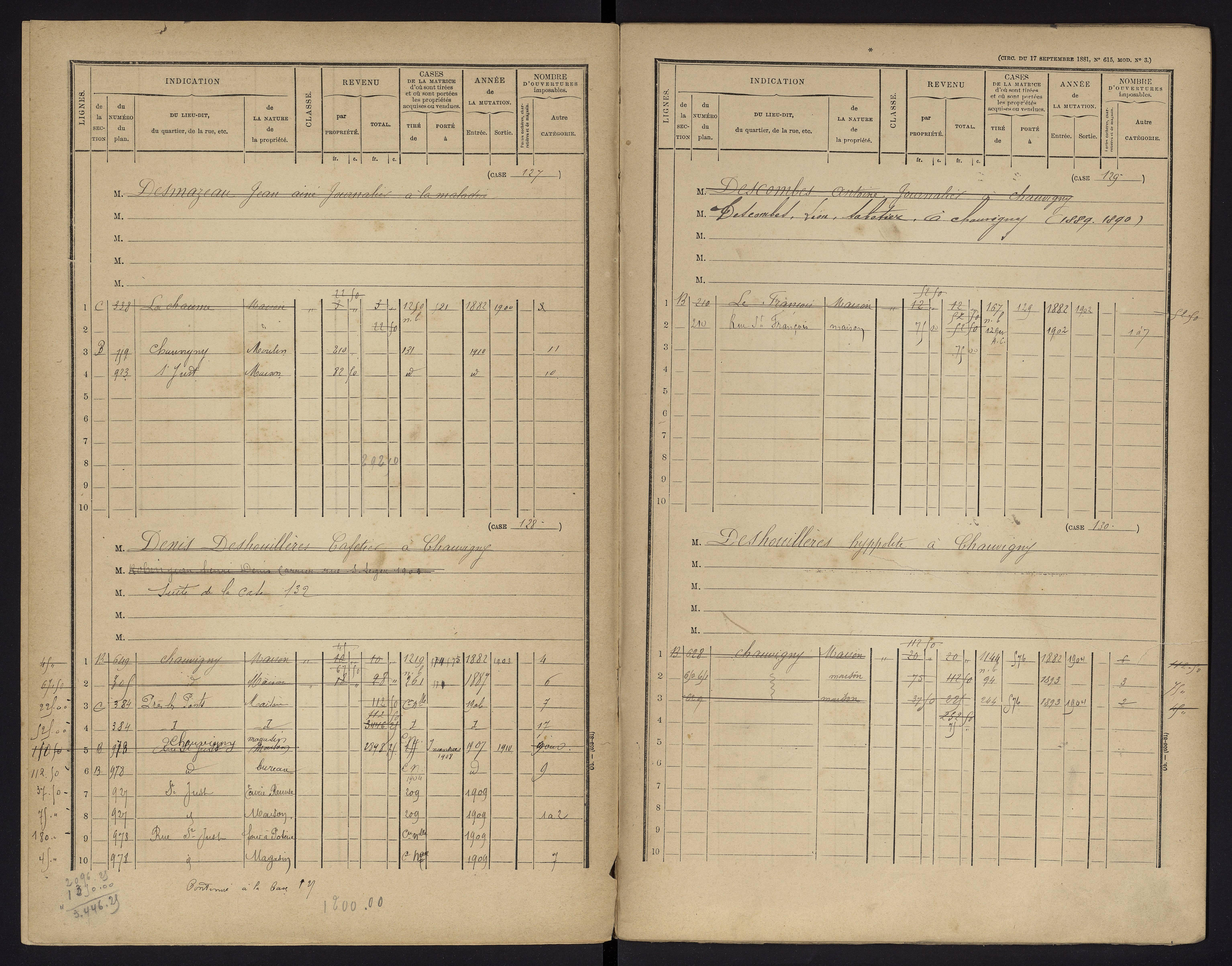 Chauvigny - FRAD086_cadastre Cases 1-600 