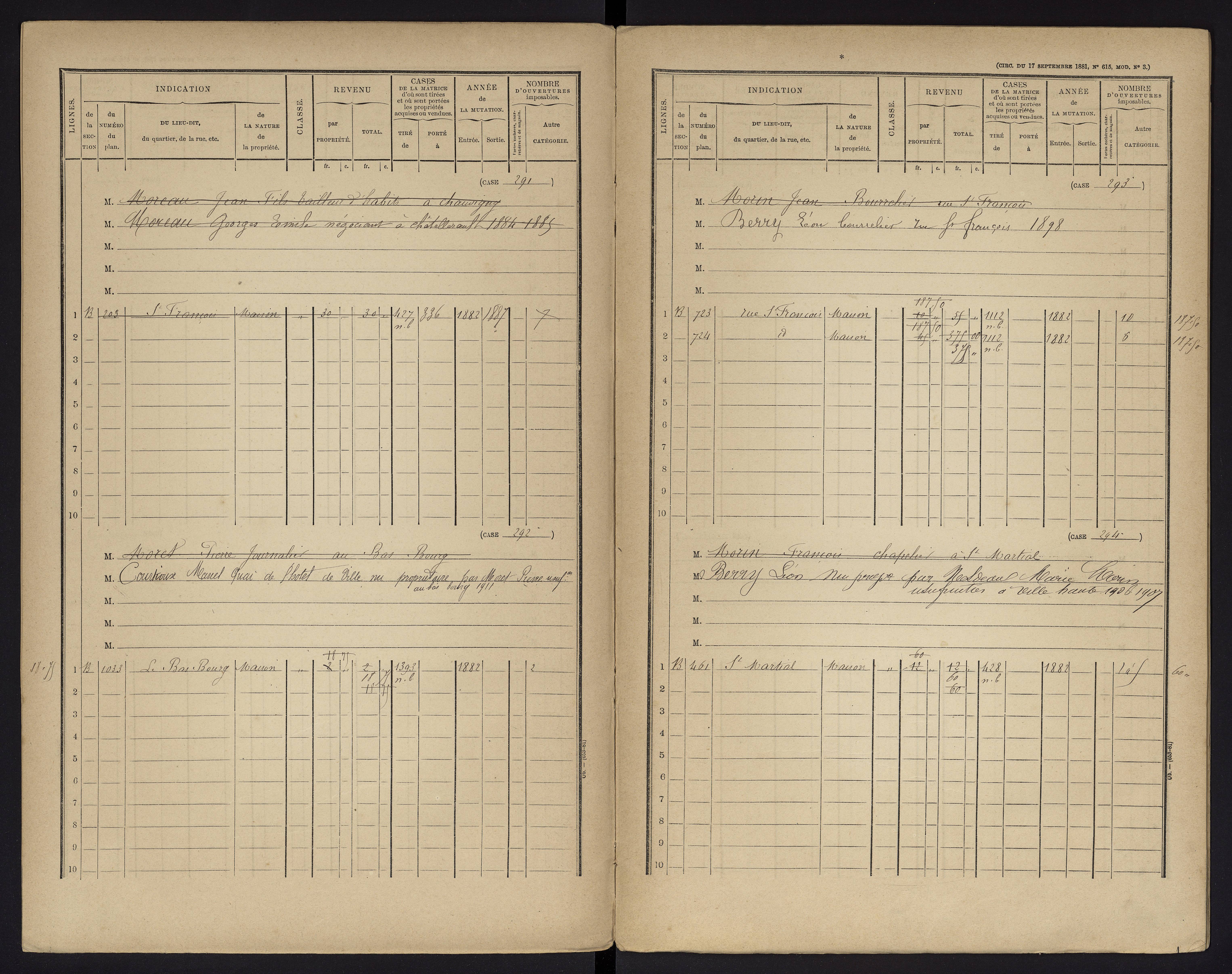 Chauvigny - FRAD086_cadastre Cases 1-600 