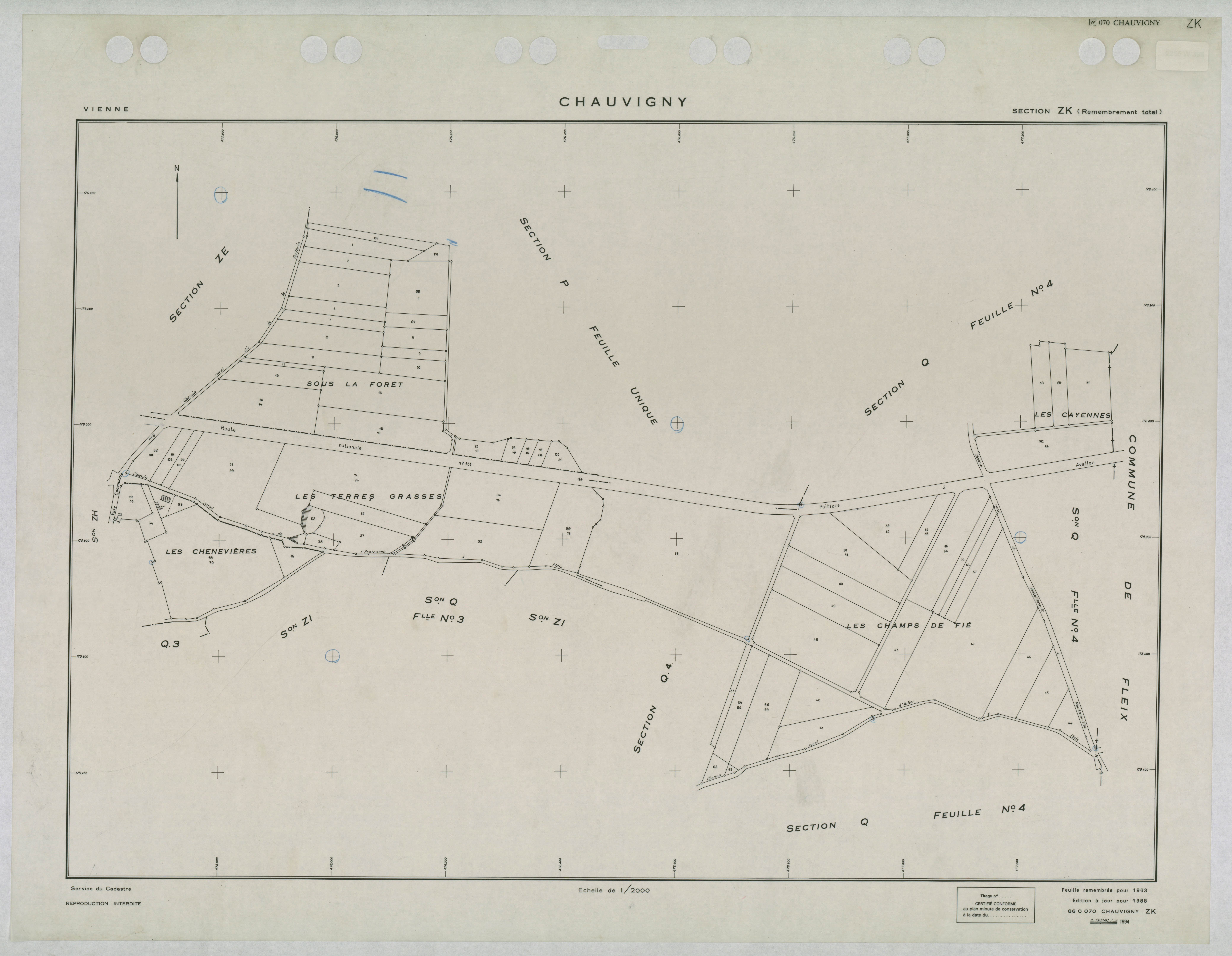 Chauvigny - FRAD086_cadastre Plans remembrés 