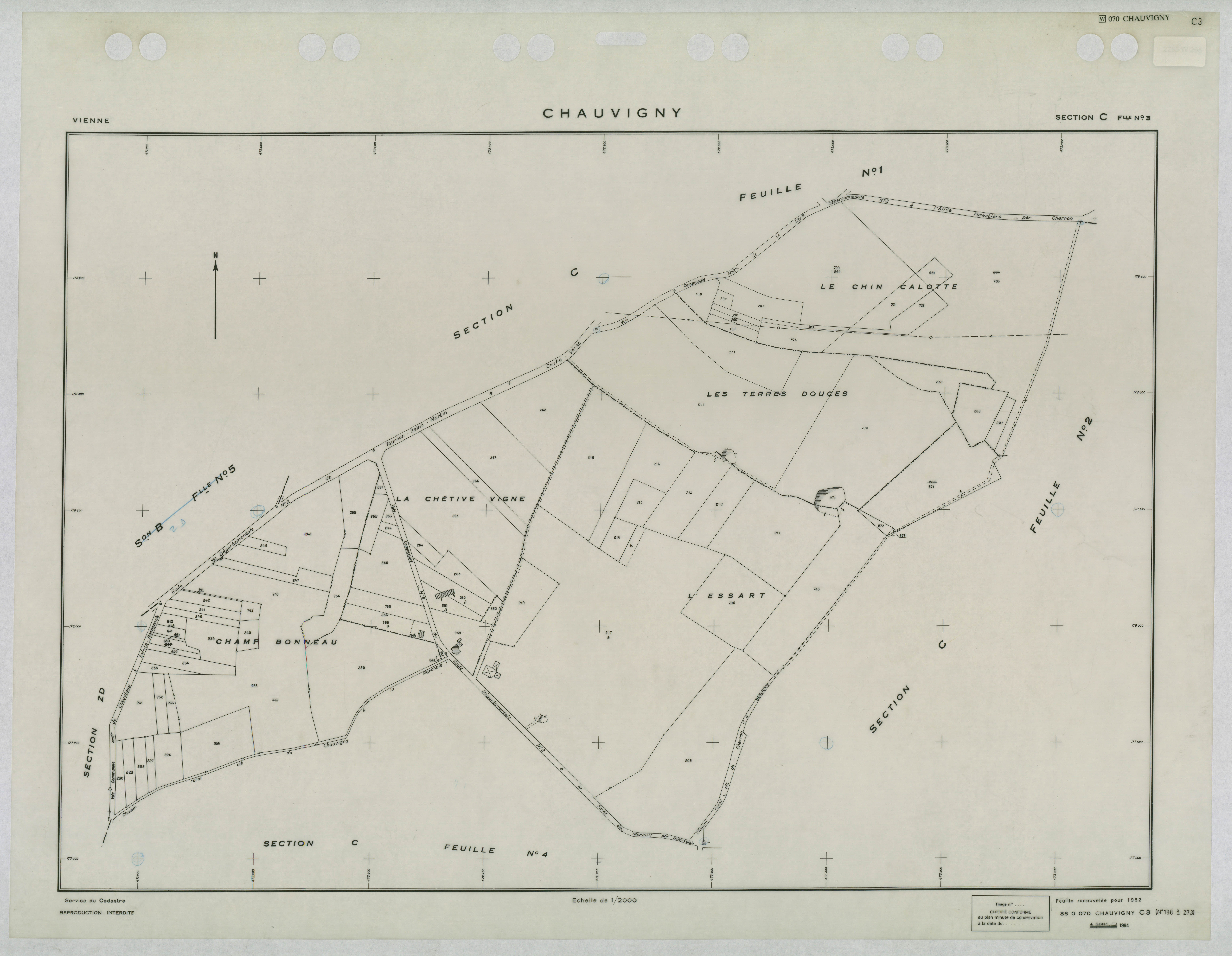 Chauvigny - FRAD086_cadastre Plans renouvelés 
